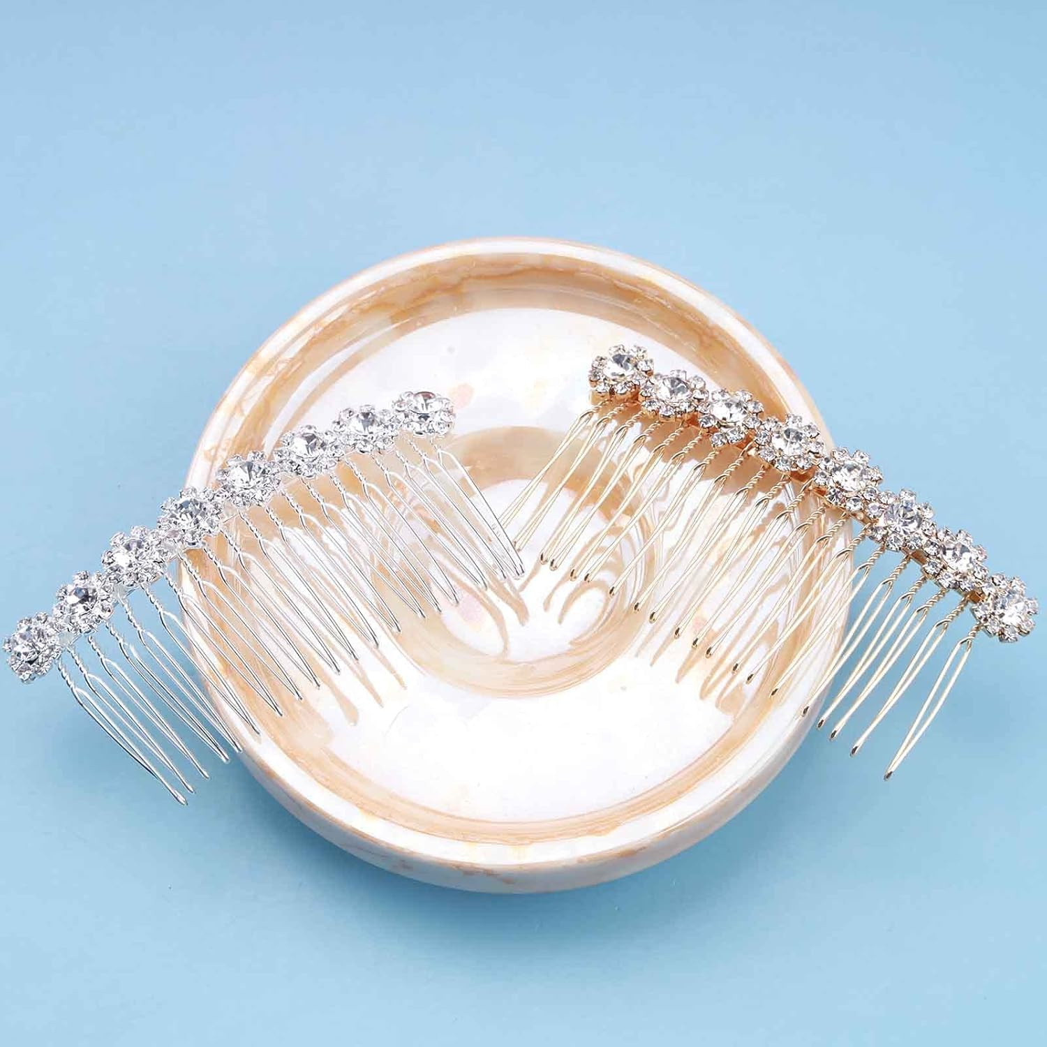 Yheakne Crystal Bridal Hair Comb Silver Rhinestone Hairpiece Wedding Headpiece Bridal Side Comb Wedding Hair Accessories for Bride and Bridesmaids (Silver) - Silver image number 4