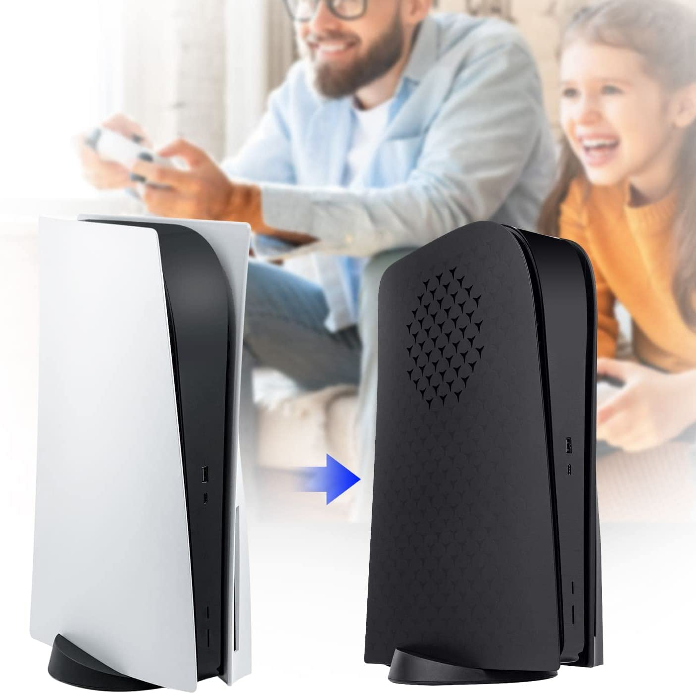 Mcbazel Disc Panel for PS5 Disc Edition, PS5 Faceplate with Cooling Vents Version Replacement Side Plate Hard ABS Defend It from Dust Scratches Damage PS5 Plate Case Cooling Matte(Not for PS5 Slim) image number 4