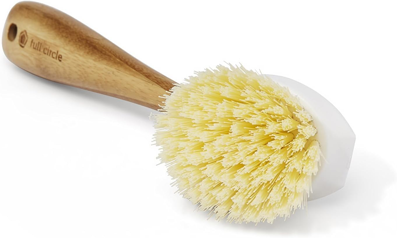 Full Circle Be Good Dish Brush | Eco-Friendly Dishwashing Brush | Made from Sustainable Bamboo & Recycled Plastic | Durable Bristles | Designed to Tackle Caked-On Food & Grease - White