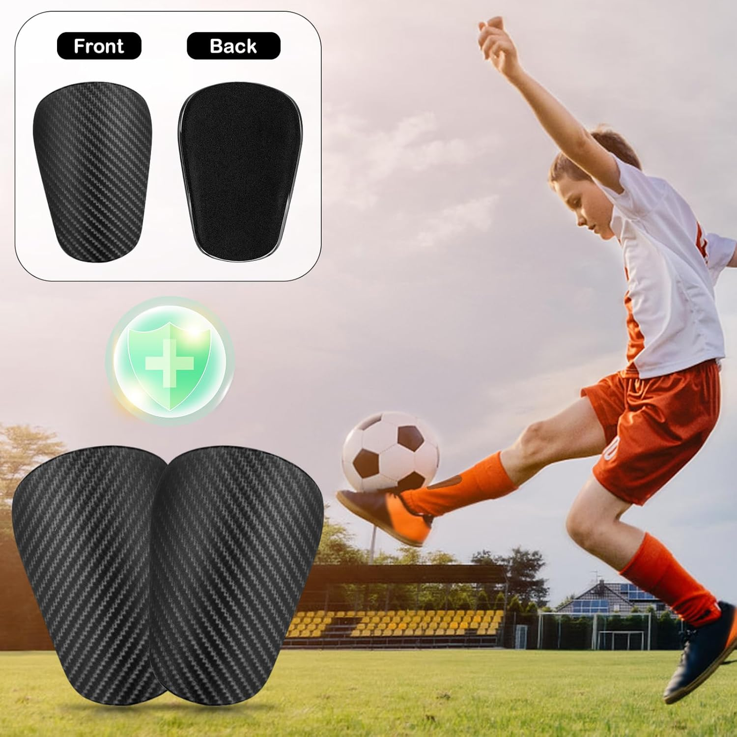 2Pcs Mini Shin Guards with Mesh Storage Bag, 3.15X1.97 Inch Miniature Football Shin Pads Small Soccer Shin Guards Tiny Shin Pads Protective Equipment Shin Guards for Men Women Boys (Black) image number 4