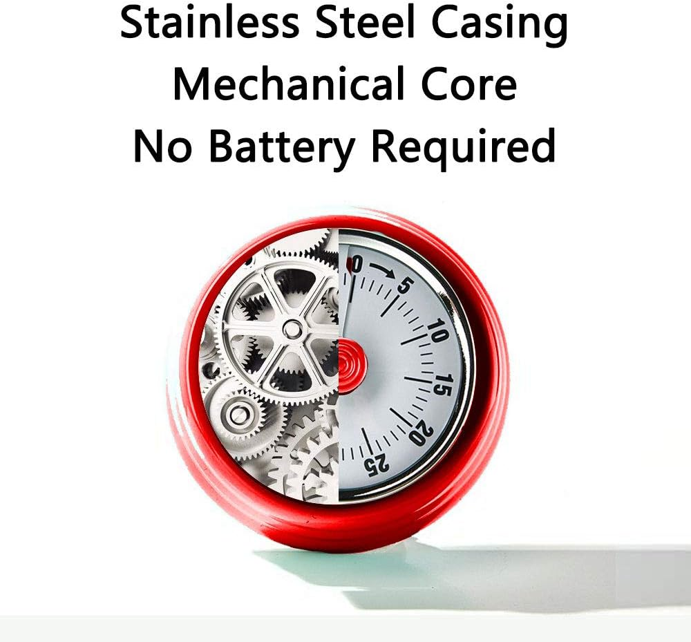 Kitchen Timer, Kitchen Countdown Cooking Timer Reminder, Magnetic Mechanical Time Management Timer - Green,Mint image number 4