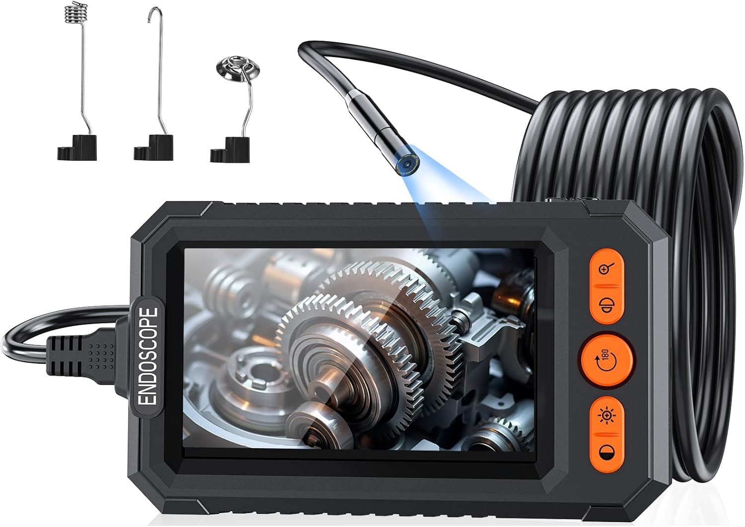 Blueswan Borescope Camera with Light, 1080P Industrial Endoscope Inspection Camera with 8 LED Lights, 16.4Ft Semi-Rigid Cord Bore Scope, IP67 Waterproof Endoscope for Sewer Automotive Engine Inspect