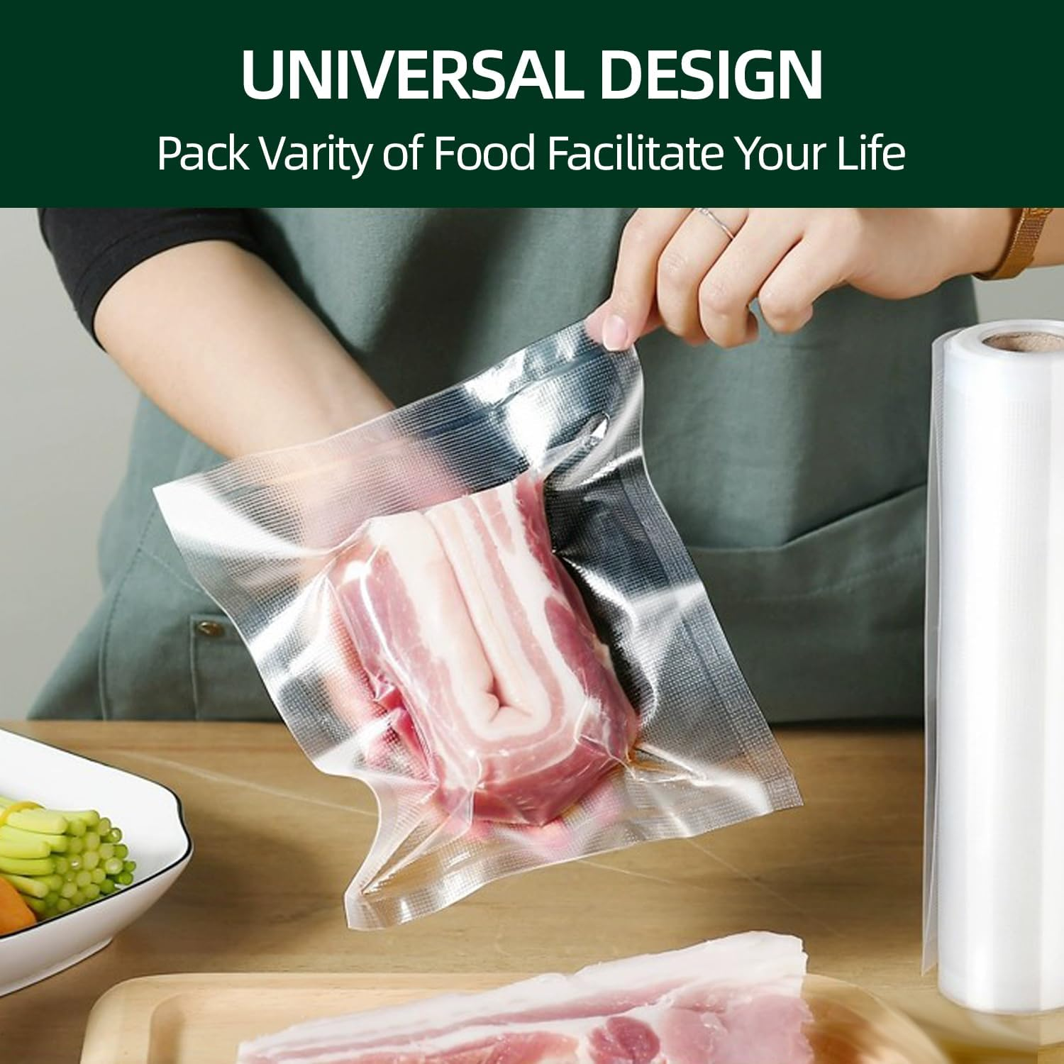 Sydroya Vacuum Food Sealer Roll Bags, 6 Pack 28Cmx6M Vacuum Seal Bags, Seal Storage Heat Commercial Grade Bag Rolls, BPA Free, Food Saver for Meal Prep, Compatible with Most Sous Vide & Vac Machines image number 2