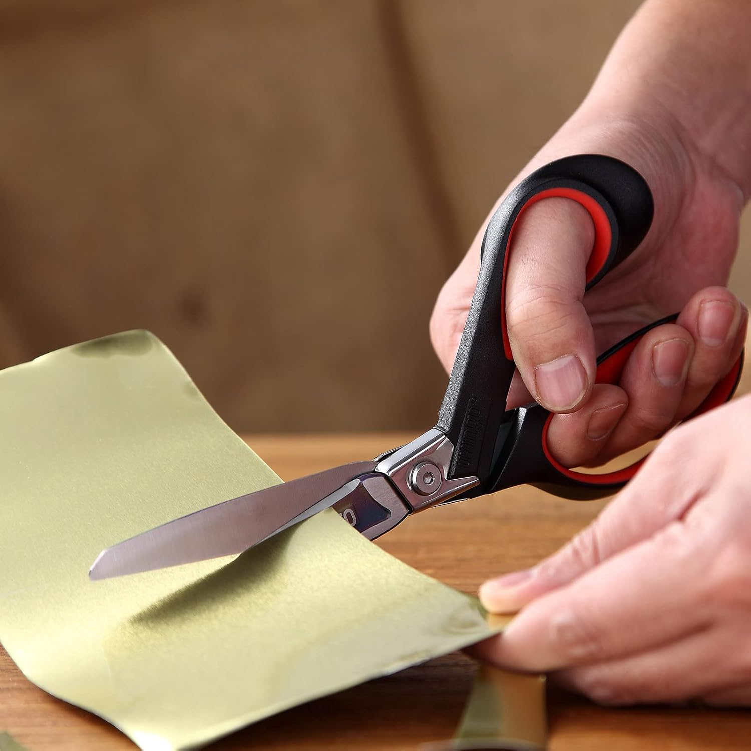 LIVINGO Industrial Scissors Heavy Duty: 9" Professional Multipurpose Shears Sharp Stainless Steel - Forged Titanium Coated Scissors for Fabric Sewing Carpet Craft Workshop Outdoor Home Office image number 2