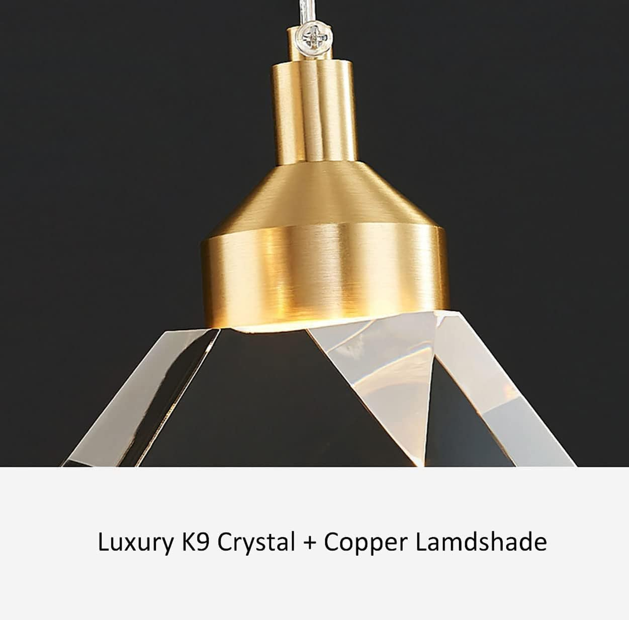 Modern Crystal Pendulum Light, 3-Color Led Suspender Lights, for Kitchen Bedroom Living Room Dining Room Lighting (Black)