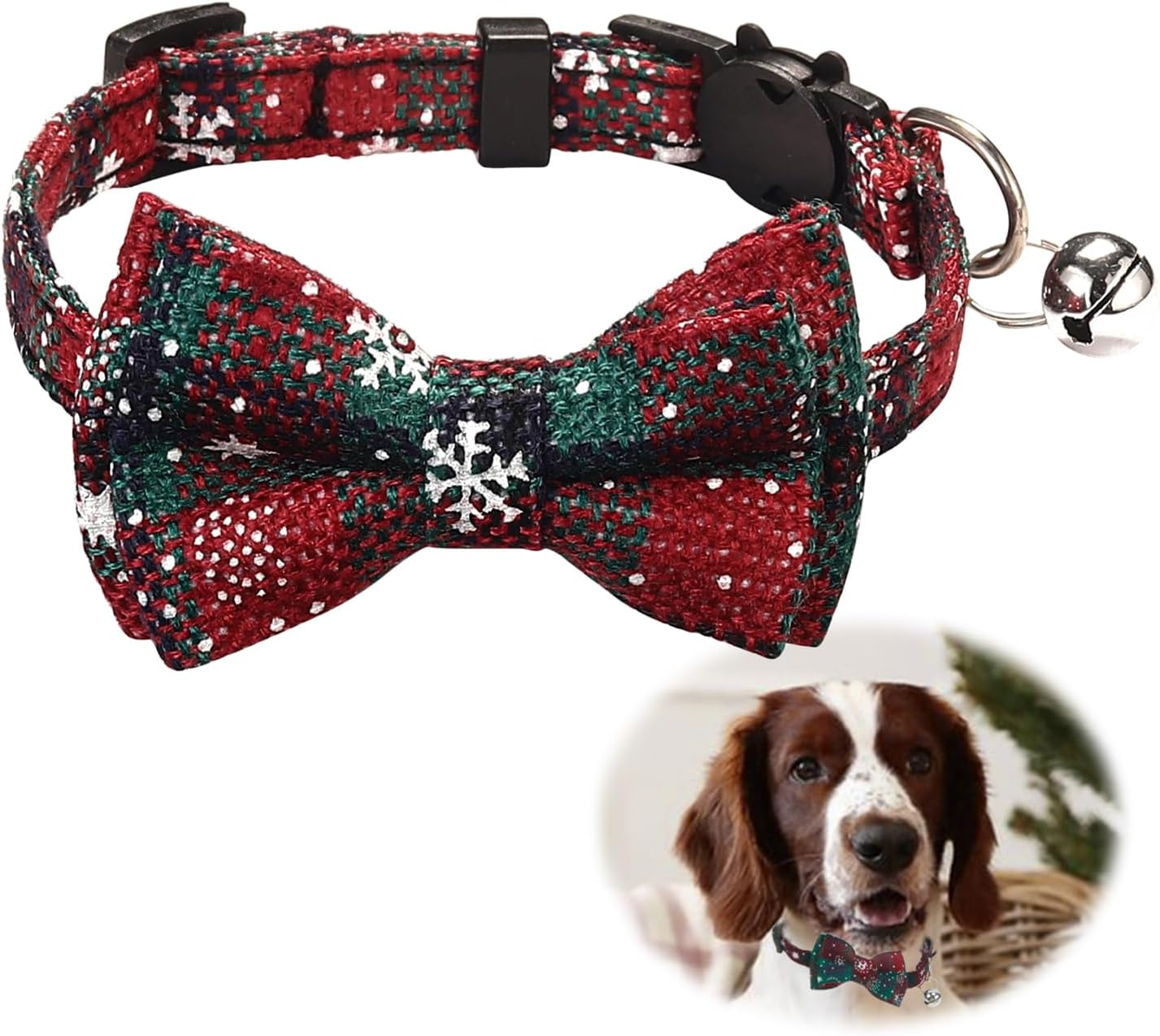 Christmas Dog Collar Cat Collar Adjustable Dog Collar with Dog Bow Tie and Bell Removable Collar Cat Christmas Decoration for Small Medium Kittens and Puppies Dogs image number 6