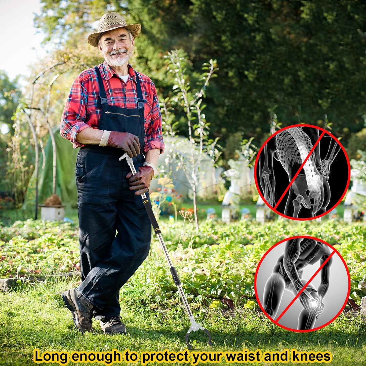 Grabber Reacher Tool Extra Long, 69" Trash Picker Upper Grabber Heavy Duty Stainless Steel Thickened Non-Slip 6 Inch Wide Jaws Claw Reaching Tool image number 2