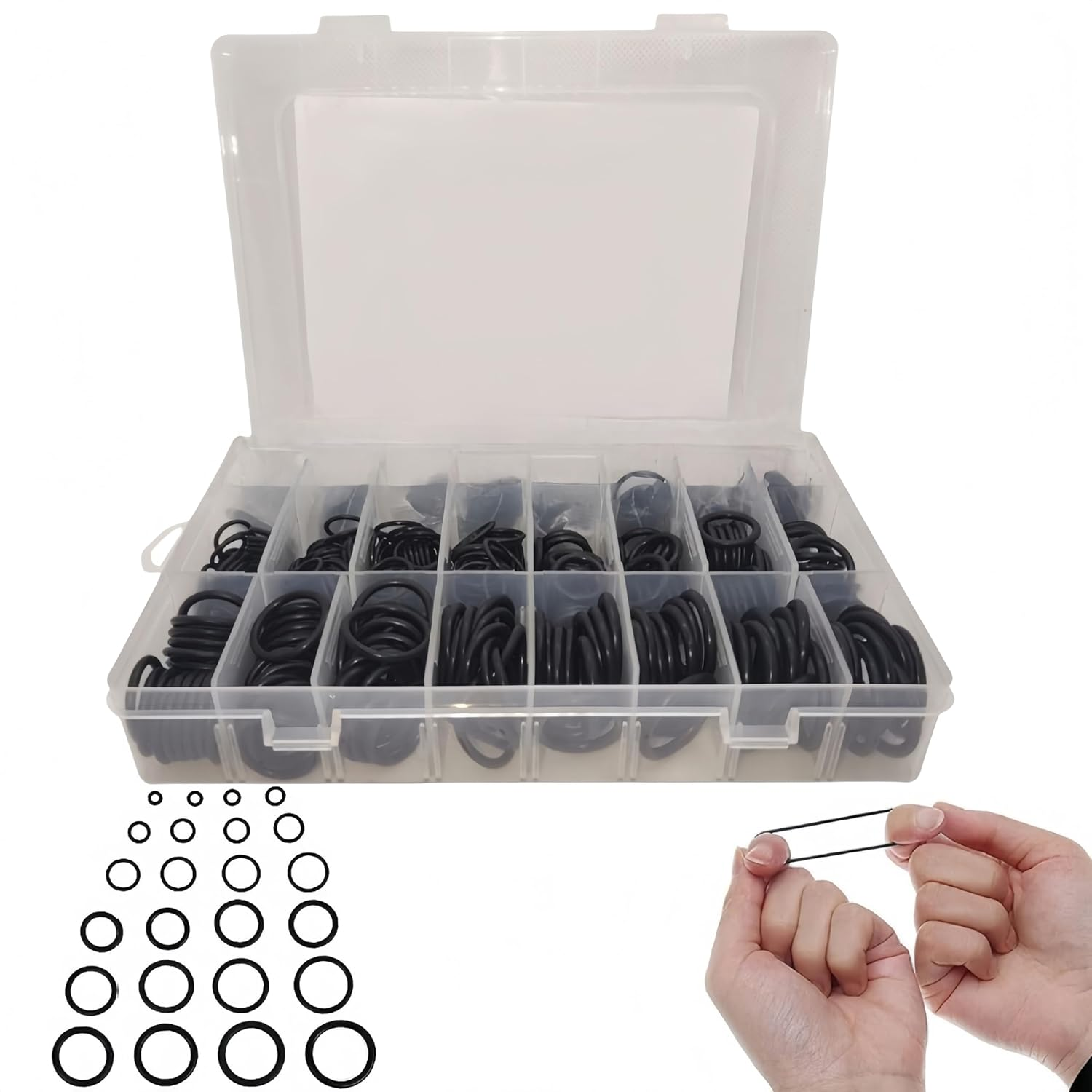 Jindizi 1200 Pcs Rubber O Rings Kit, 24 Sizes Car Air Conditioning Compressor O Ring Rubber Seals Tool Kit with Plactics Box Kit image number 5