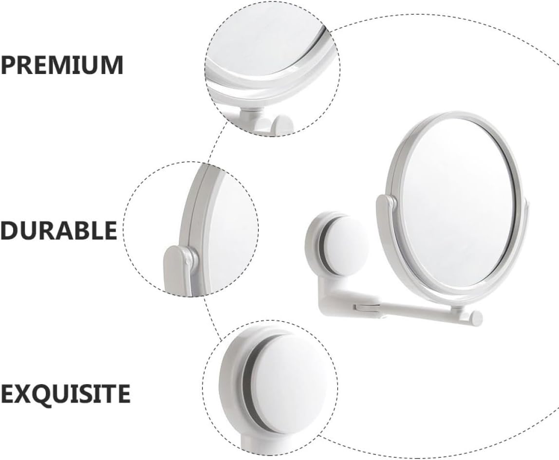 Angoily Wall-Mounted Double-Sided Suction Cup Makeup Mirror with Adjustable Angle, Small Bathroom Vanity Dressing Mirror for Dormitory and Travel Use image number 2