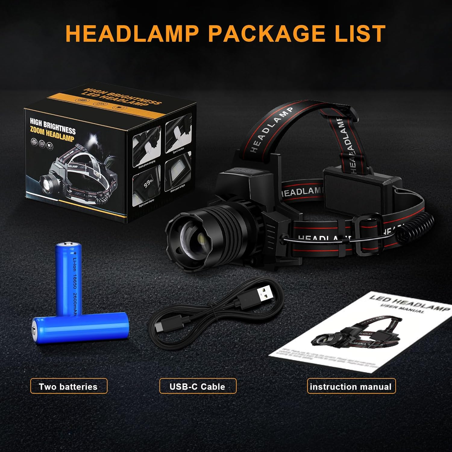 Spardar 10,000 Lumens Rechargeable Headlamp, LED Headlamp with 7 Modes, Zoomable, IPX4 Waterproof, Suitable for Fishing, Mountaineering, Hiking, and Camping image number 5