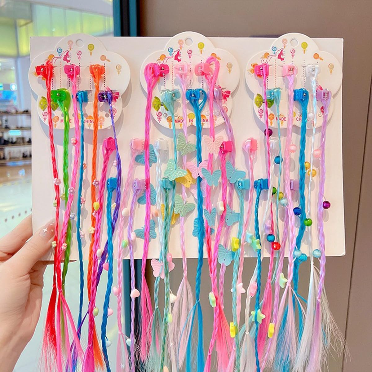 30Pcs/Set Colorful Children Wig Braid Colorful Hair Extensions, Fairy Headwear Accessories Candy Butterfly Star Princess Girl Gripper Clips Hairpin for Party Role-Play image number 3
