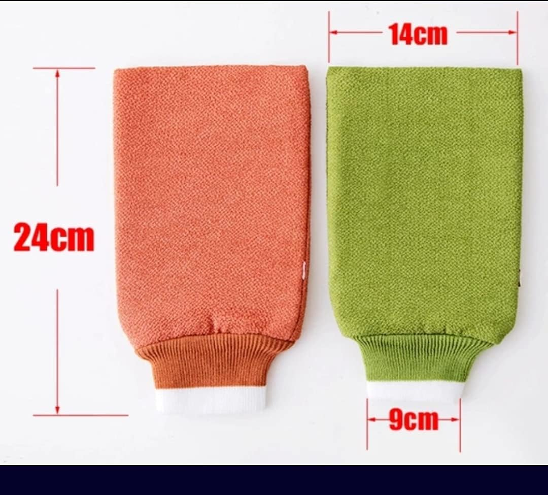 WBC WORLDBEAUTYCARE Moroccan Hammam Exfoliating Kessa Bath Body Scrub anti Tan Dead Skin Remover Magic Peeling Glove Mitt (Double Layered) Grey Color image number 1