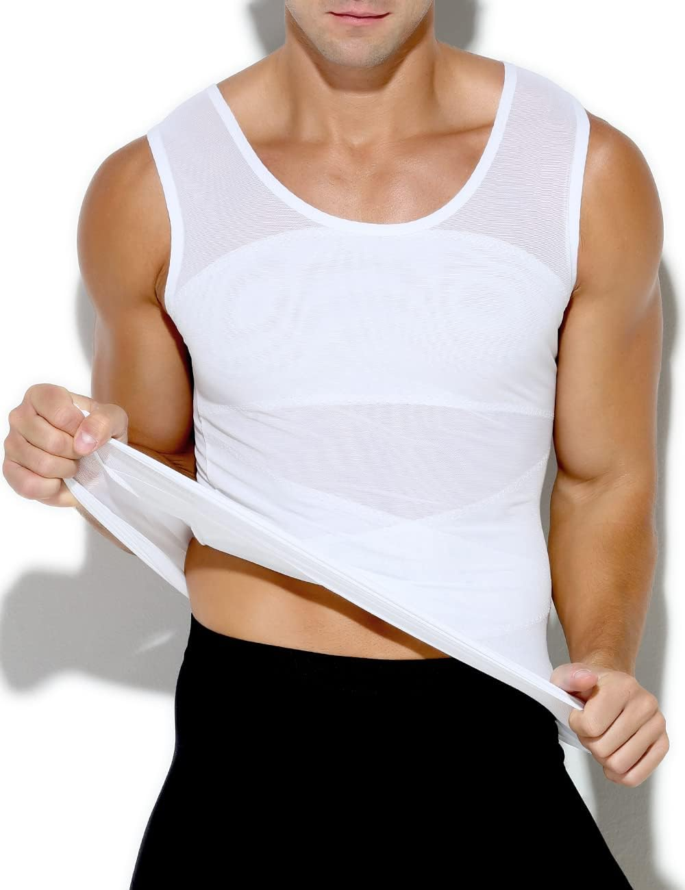 Arjen Kroos Men'S Compression Mesh Tank Top Slimming Body Shaper Vest Undershirts Tummy Control Shapewear image number 1