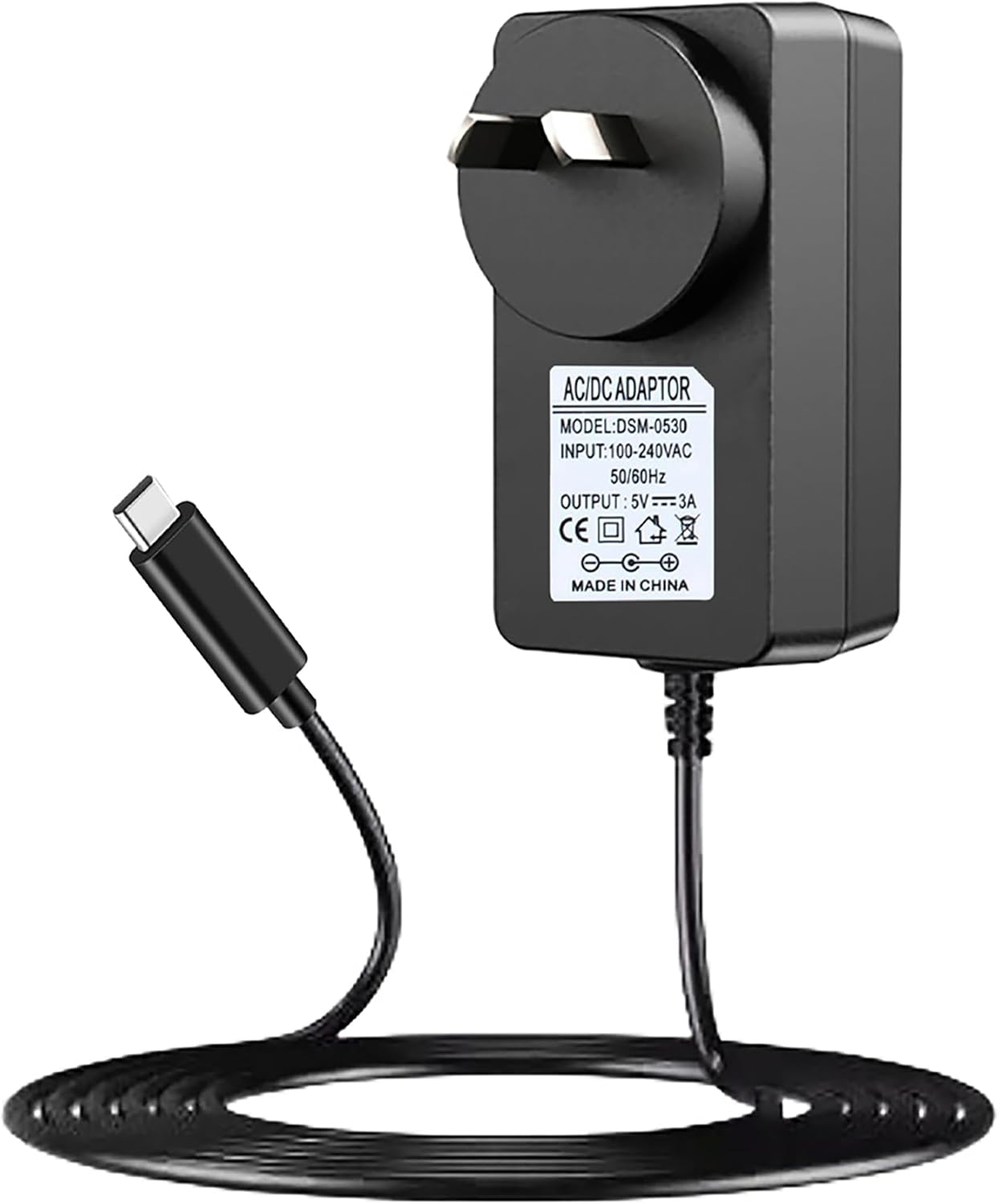 Tunghey 5V 3A USB C/Type-C Power Supply Adapter, 5 Volt 3000Ma Power Cord Adapter for Rasp-Berry Pi 4 Model B 1GB/2GB/4GB and More 5V 15W Office or Home Devices (1Pack)