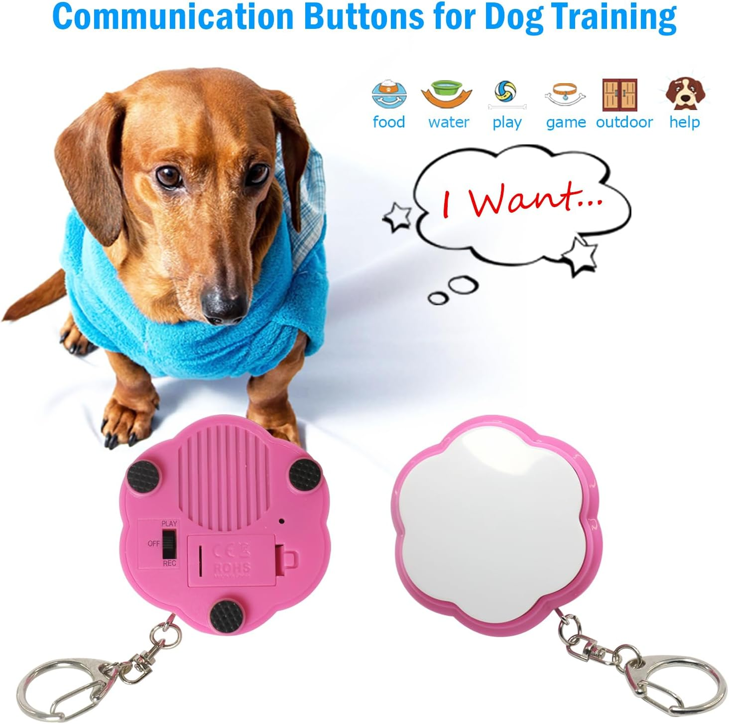 Dog Button Pet Instruction Voice Record Training and Learning Toys, Good Tools for Interacting with Pets to Help Dogs Express with the Owner image number 2