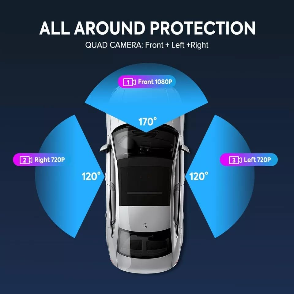 3 CH Dash Cam 1080P 2.4" Dash Cam Front Rear inside Dash Camera Loop Recording image number 4