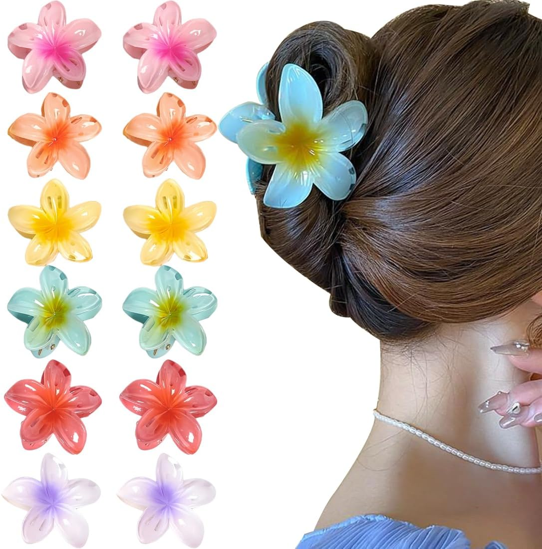 MIRKUZI Hair Clips Pack of 12 Non-Slip Hair Pins Flowers Hawaiian Hair Pins, Women'S Flowers Large Flowers Hairpins, Colourful Flowers Hairpins, Hibiscus Flowers Hair Pins image number 5