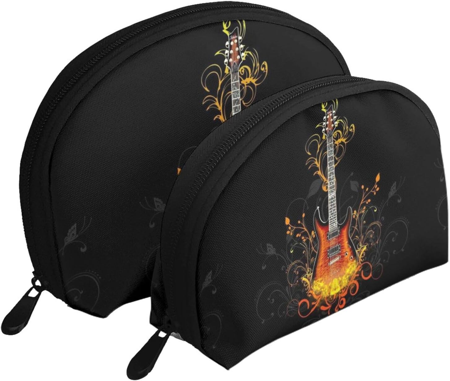 Cozimangoe Coin Pouch Makeup Bags Set, 2 Piece Shell Shape Cosmetic Bag with Pockets for Daily Travel Handbag Lipstick Keys Toiletry, Personalized Magic Guitar image number 4