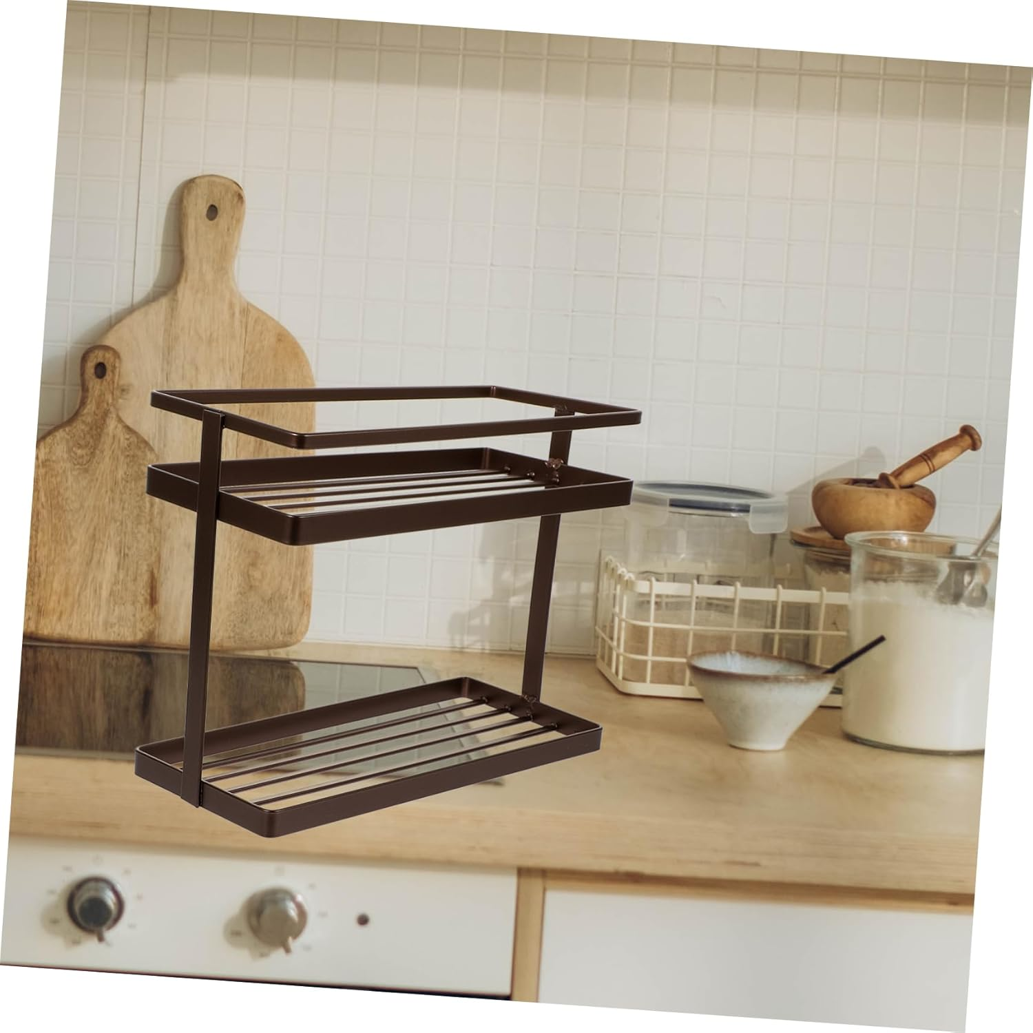 Holibanna Desktop Kitchen Organizer Multi-Functional Spice Storage Rack for Home Use Two Design Stylish for Seasonings and Household Items image number 5