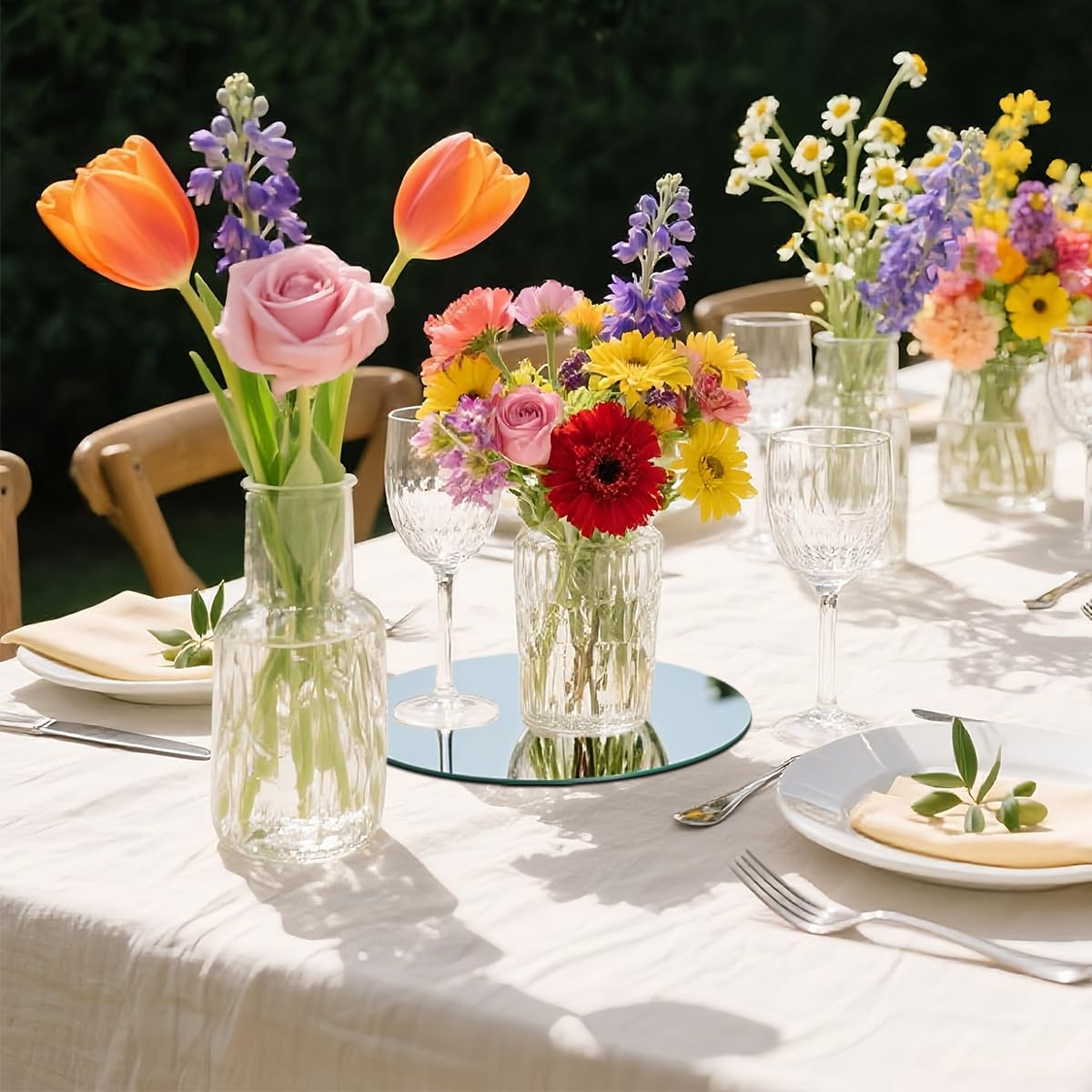 Acrylic round Mirrors, 4 Inch Circle Mirror Tiles Self Adhesive Mirror Stickers for Wall Home Living Room Bedroom Decor, Small Mirrors for Crafts (14, 4 Inch/10Cm) image number 3