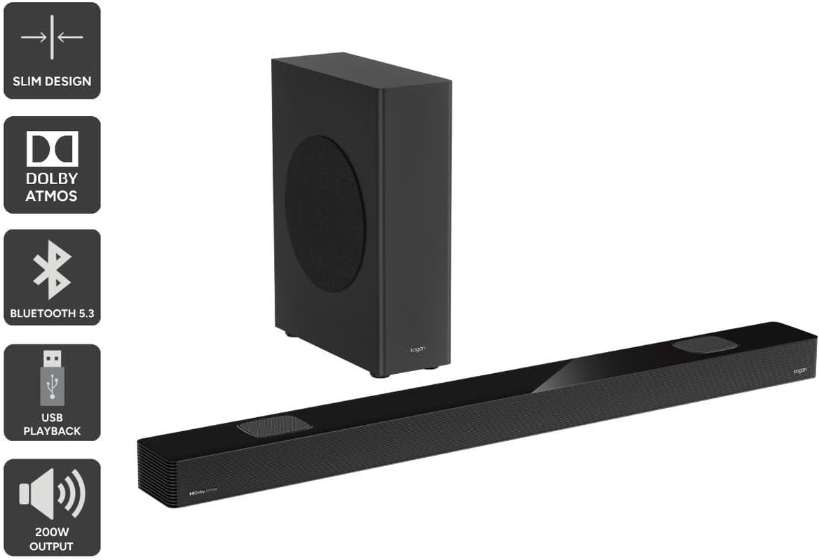 Kogan 5.1.2 Channel 200W Dolby Atmos Soundbar with Wireless Subwoofer - KADA512WRSA image number 3
