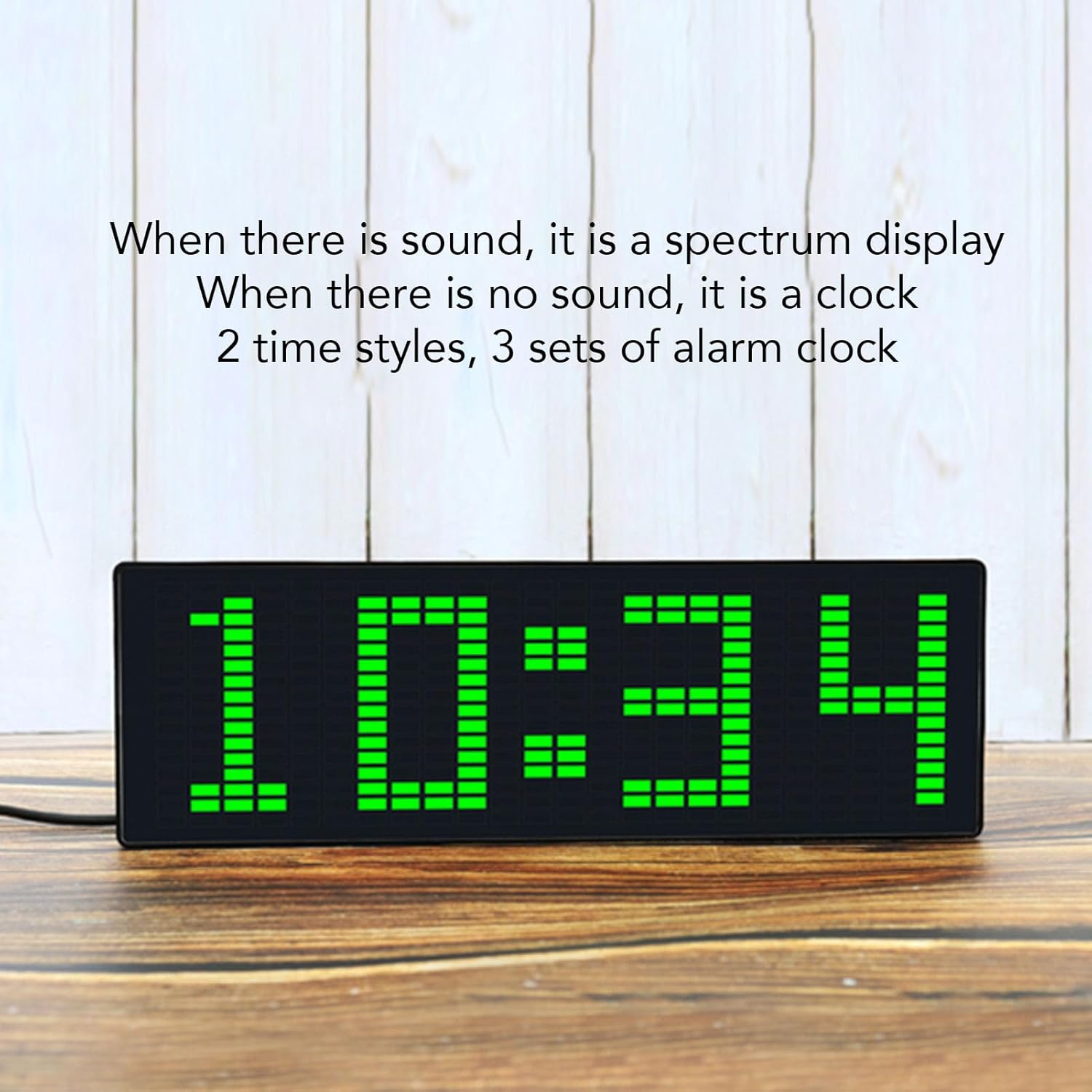 Jiawu Spectrum Analyzer, Music Voice Rhythm Spectrum Display, USB Powered RGB LED Ambient Lights with Clock, 12 Dynamic 7 Colors, Home Decor for Musicians and Audio Enthusiasts image number 1