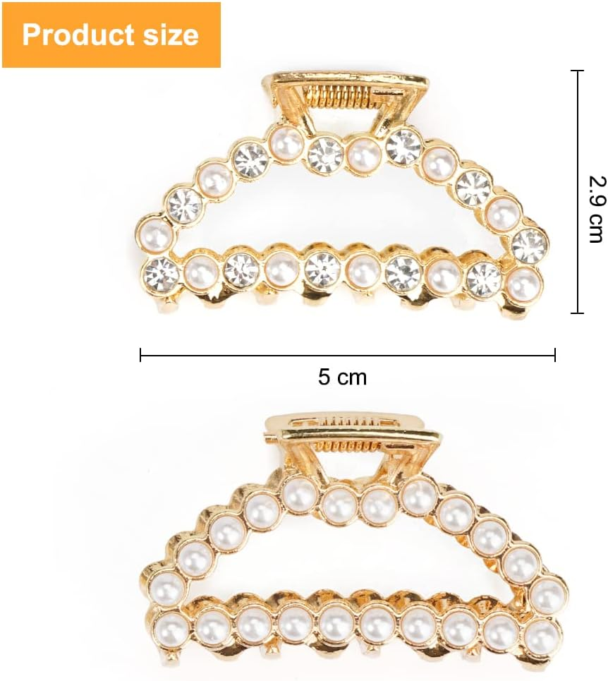 Rairsky Pack of 2 Pearl Hair Clips, Small Hair Clips, Women'S Hair Clip, Metal Hair Clips, for Thick Hair and Thin Hair, Pearl Hair Accessories for Women and Girls, Non-Slip Hair Clips image number 4