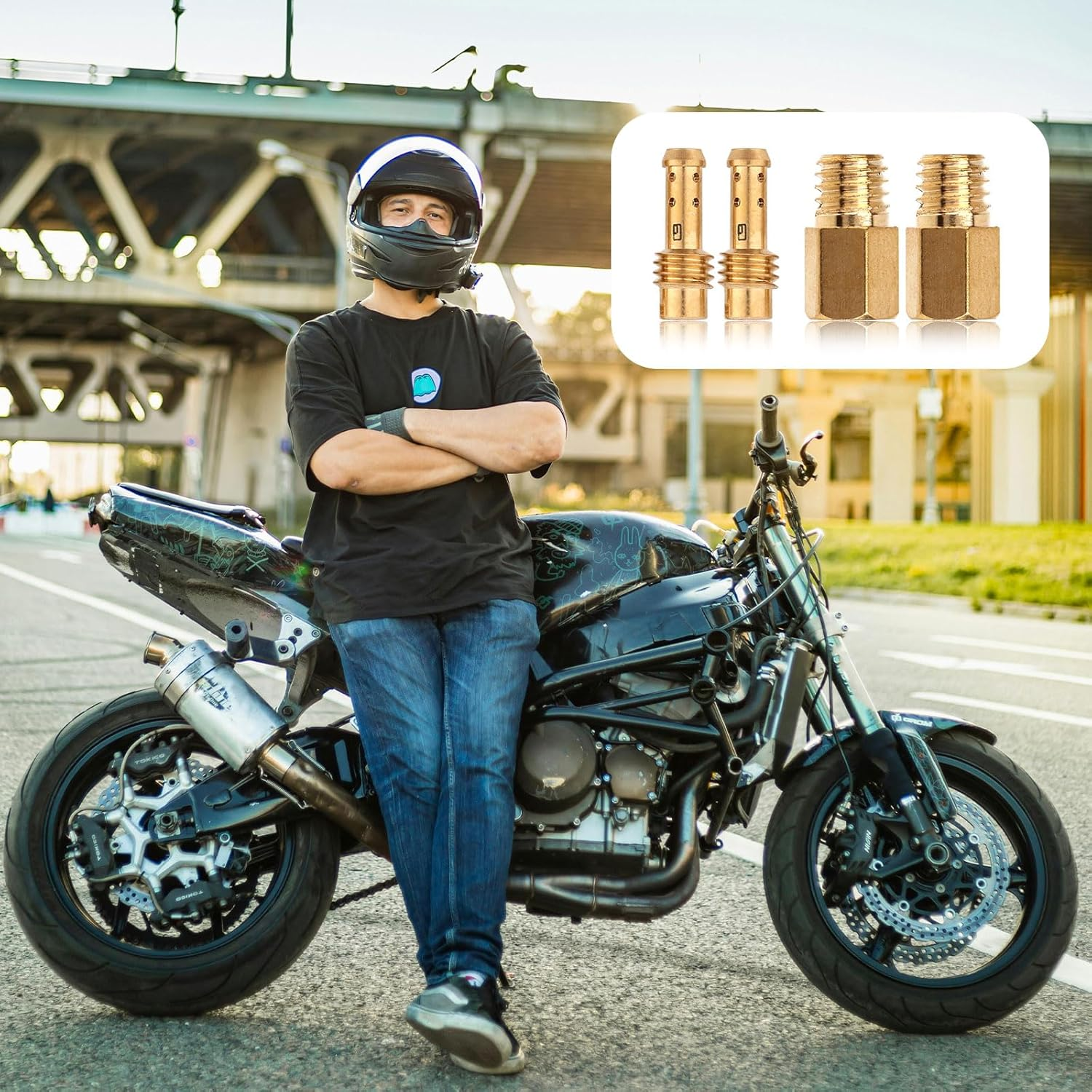 Carburetor Jet Kit, 30Pcs Main Jet Kit Secondary Slow Pilot Jet Accessories for Mikuni Carburetors Big Hex VM4/042 and VM22/210 Sets image number 5