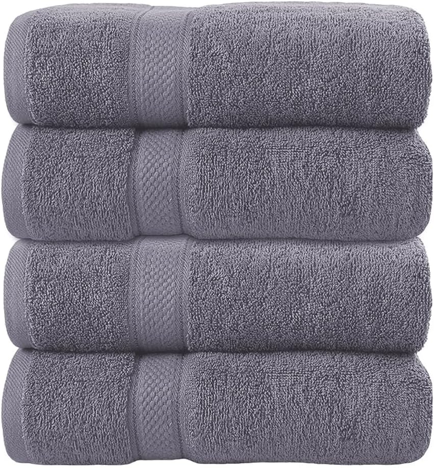 4 Pack Bathroom Towel Ultra Soft Water Absorbent Towel Set, Large Bath Sheets Towels, Lighter Weight, Quicker to Dry, 70 X 140 Cm, Grey