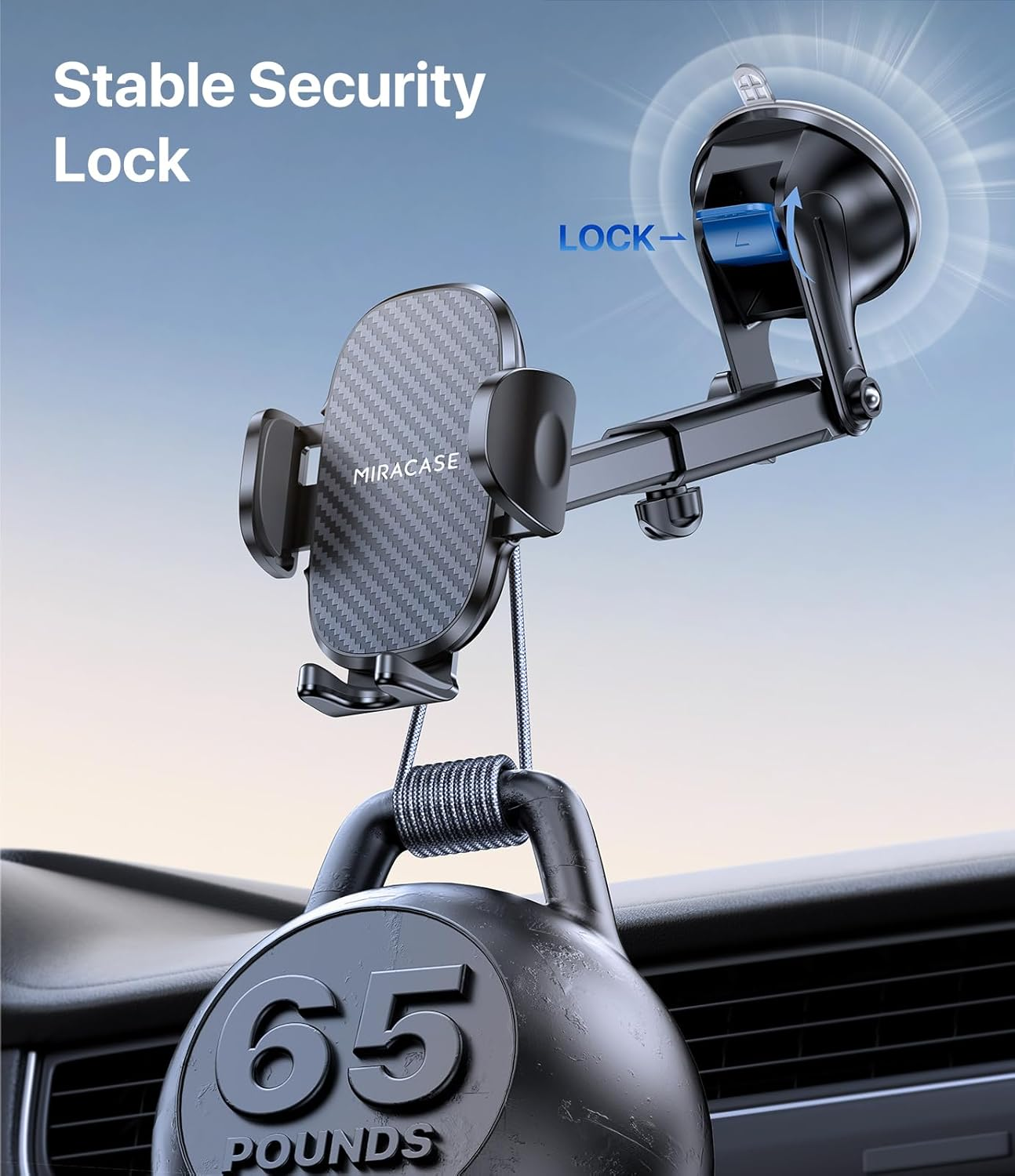 Miracase Car Phone Holder [2025 Strong Suction Cup] for Car Dashboard Windscreen Desk, 3In1 Car Phone Mount 360&deg; Rotatable Stand for Iphone 17 16 15 Pro Max 14 13 12 Samsung All Smartphones in 4.7-7" image number 3