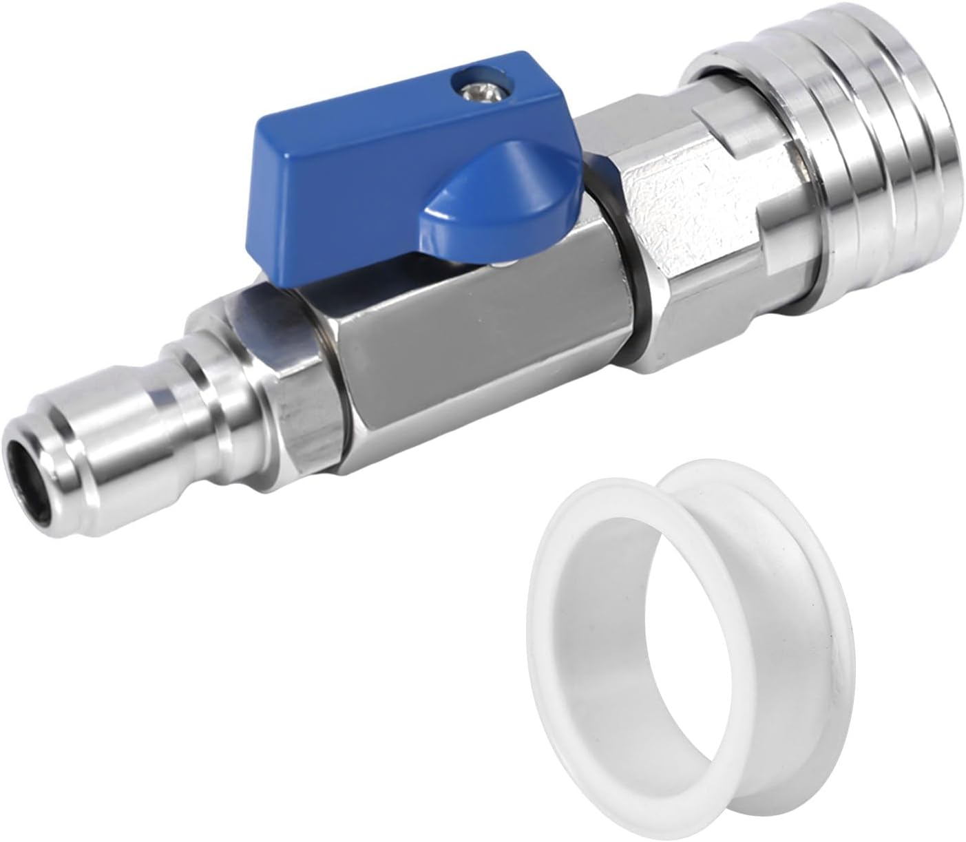 NQEUEPN Quick Connect Ball Valve, Stainless Steel Pressure Washer Ball Valve 3/8 Inch High Pressure Washer Ball Valve for Power Washer Hose image number 4