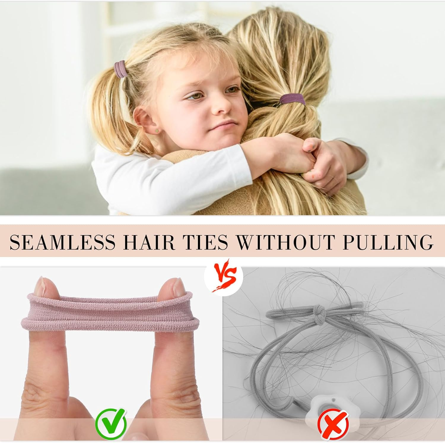 Pack of 100 Women'S Hair Bands, 5 Colours, Non-Metal Ponytail Holder, Ponytail Holder, Elastic for Girls and Women, All Hair Types image number 3