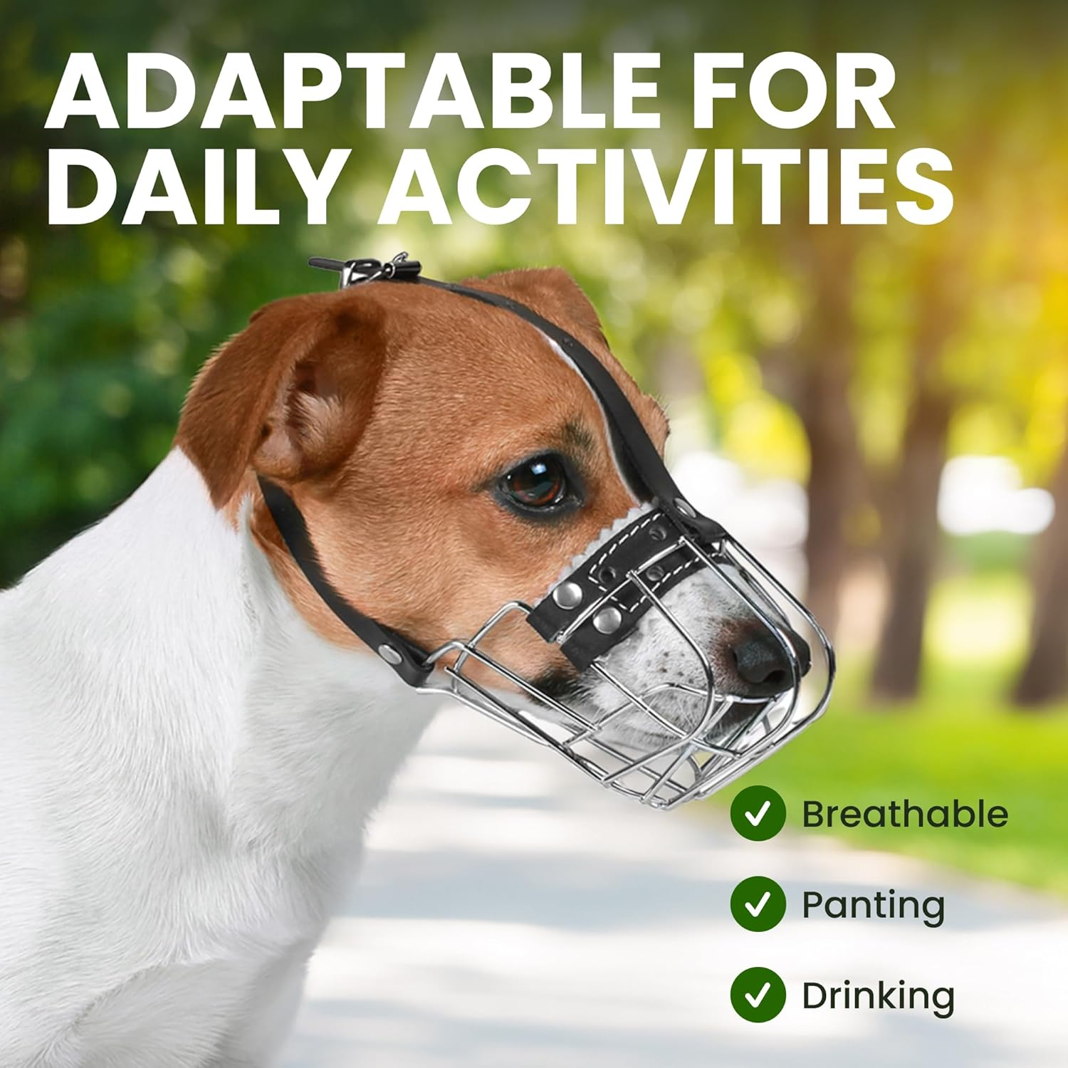 Bronzedog Wire Basket Dog Muzzle Jack Russell Terrier Metal Leather Adjustable Puppy Small (2XS) image number 5