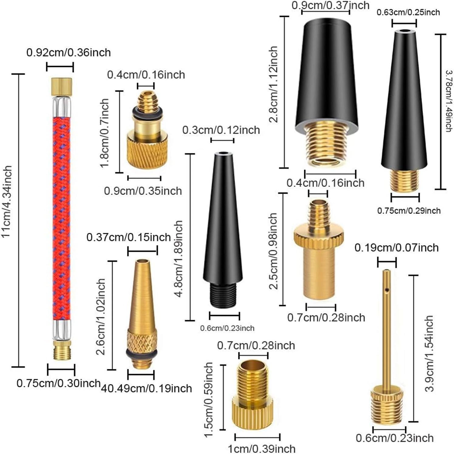 21PCS Brass Presta Schrader Valve Adapter Tools, Ball Pump Needle, Bike Tire Valve Pump Adapters, Pump Tools, Presta Valve Adapter Bike Pump Accessories Fit for Bike Gym Balloon Toy Pump image number 4