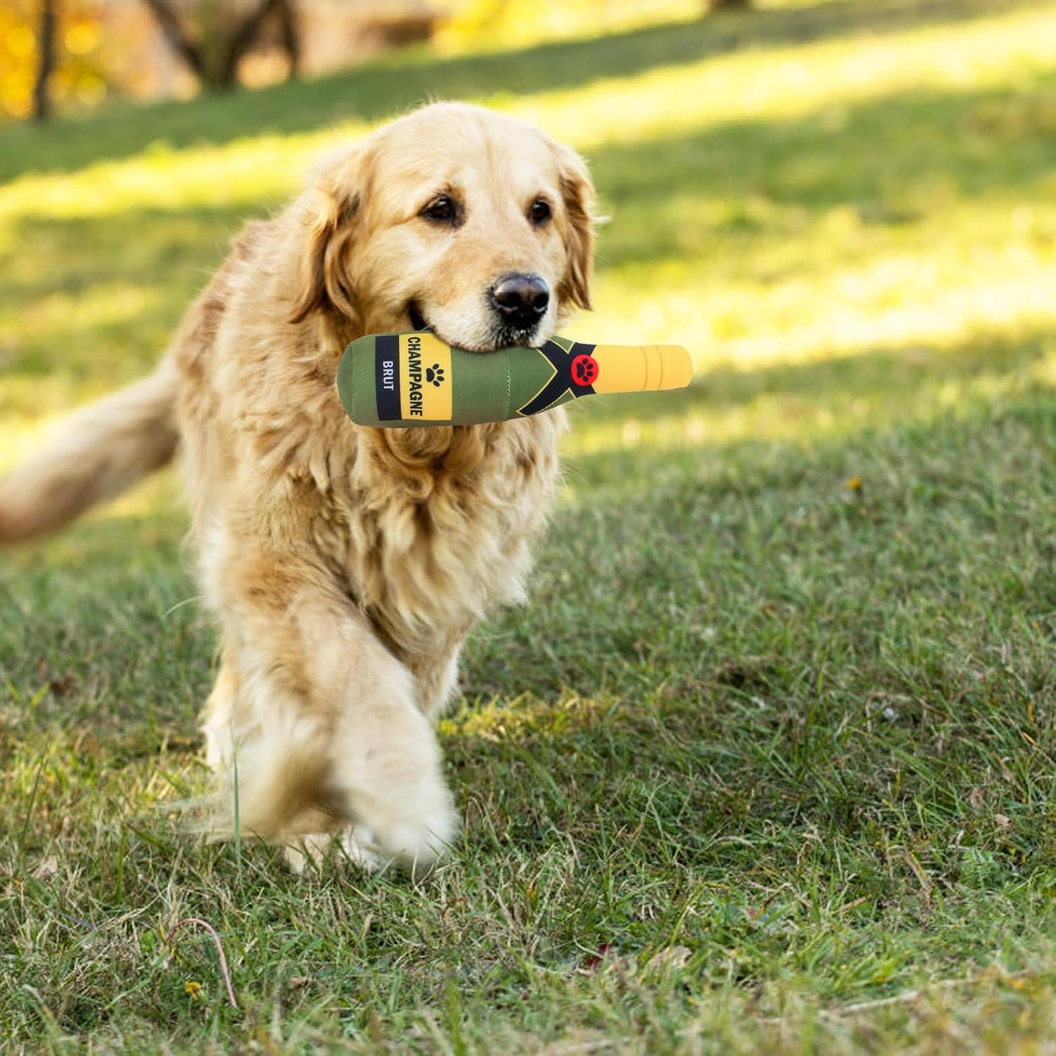 HOMURY Squeaky Dog Toy, Chew Toy, Plush Dog Toy, Squeaky Toy, Dog Beer Bottle, Plush Toy, Dog Beer Bottle Toy for Small, Medium and Large Dogs image number 2