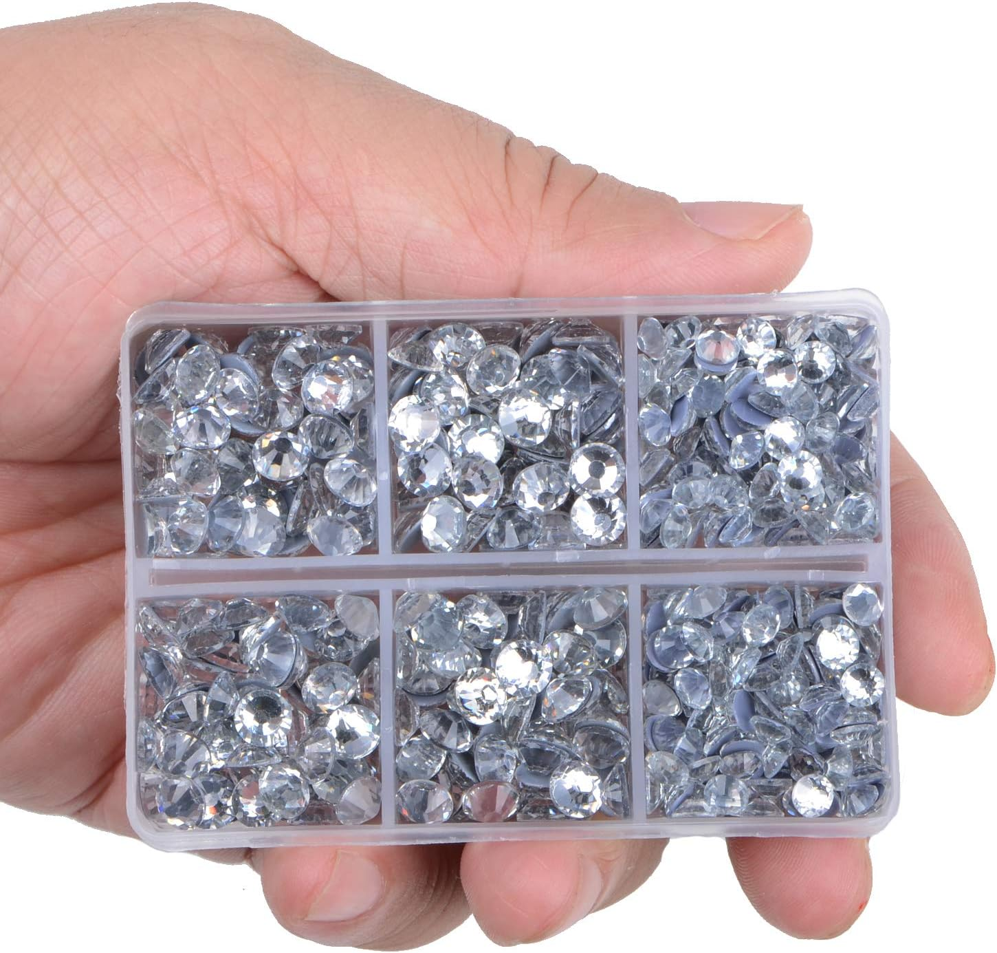 Lpbeads 6400 Pieces Hotfix Rhinestones Clear Flat Back 5 Mixed Sizes Crystal round Glass Gems with Tweezers and Picking Rhinestones Pen image number 4