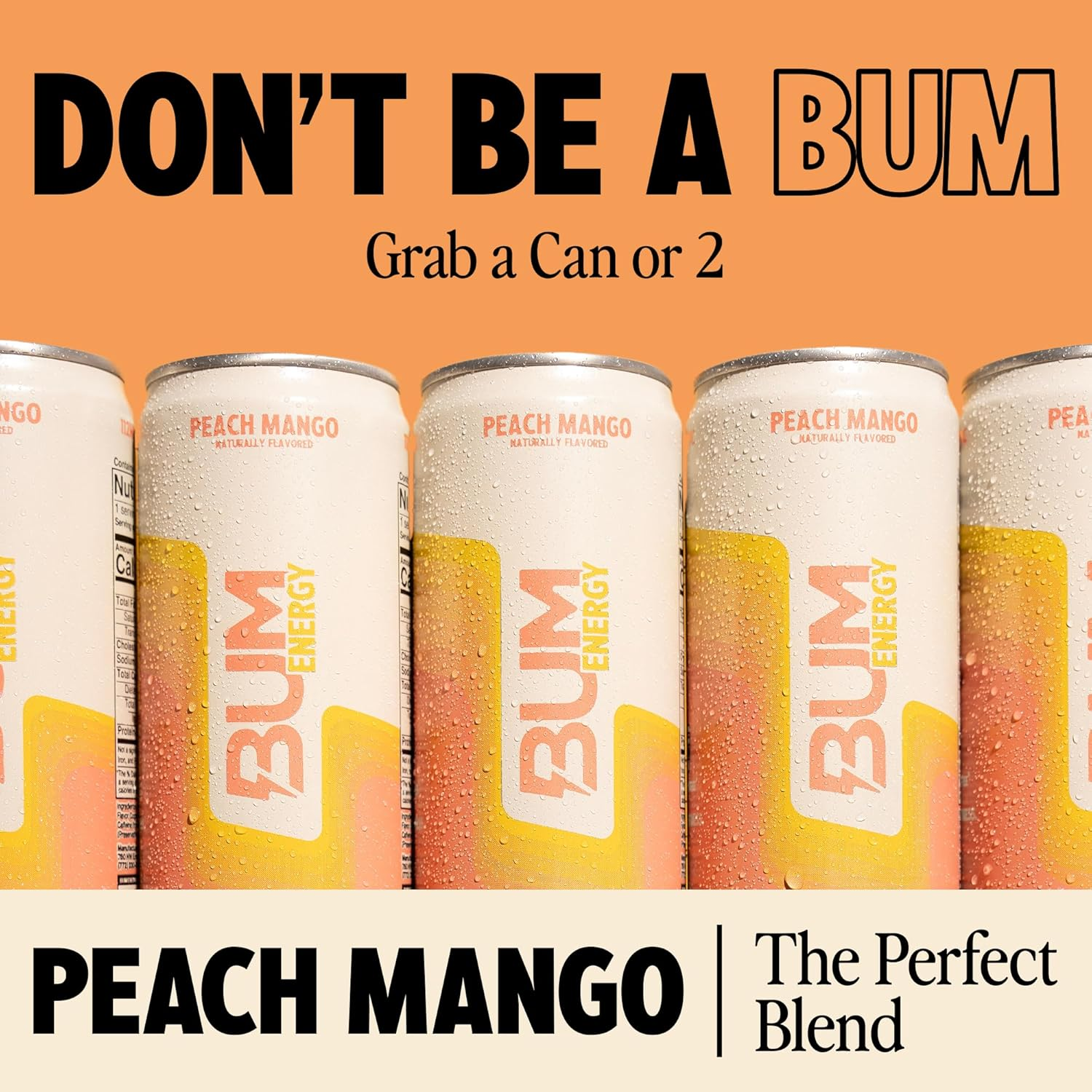 Bum Energy Peach Mango Energy Drink 12 X 355Ml image number 4