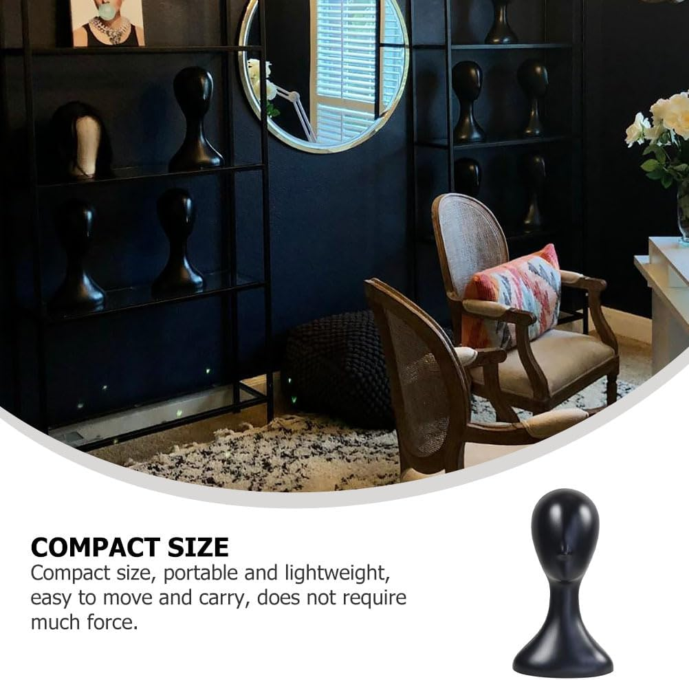 Baluue Head Model Foam, Plastic Mannequin for Wig Hat Scarf, Lightweight Manikin Head for Female Foam Head Display Stand, Black image number 1