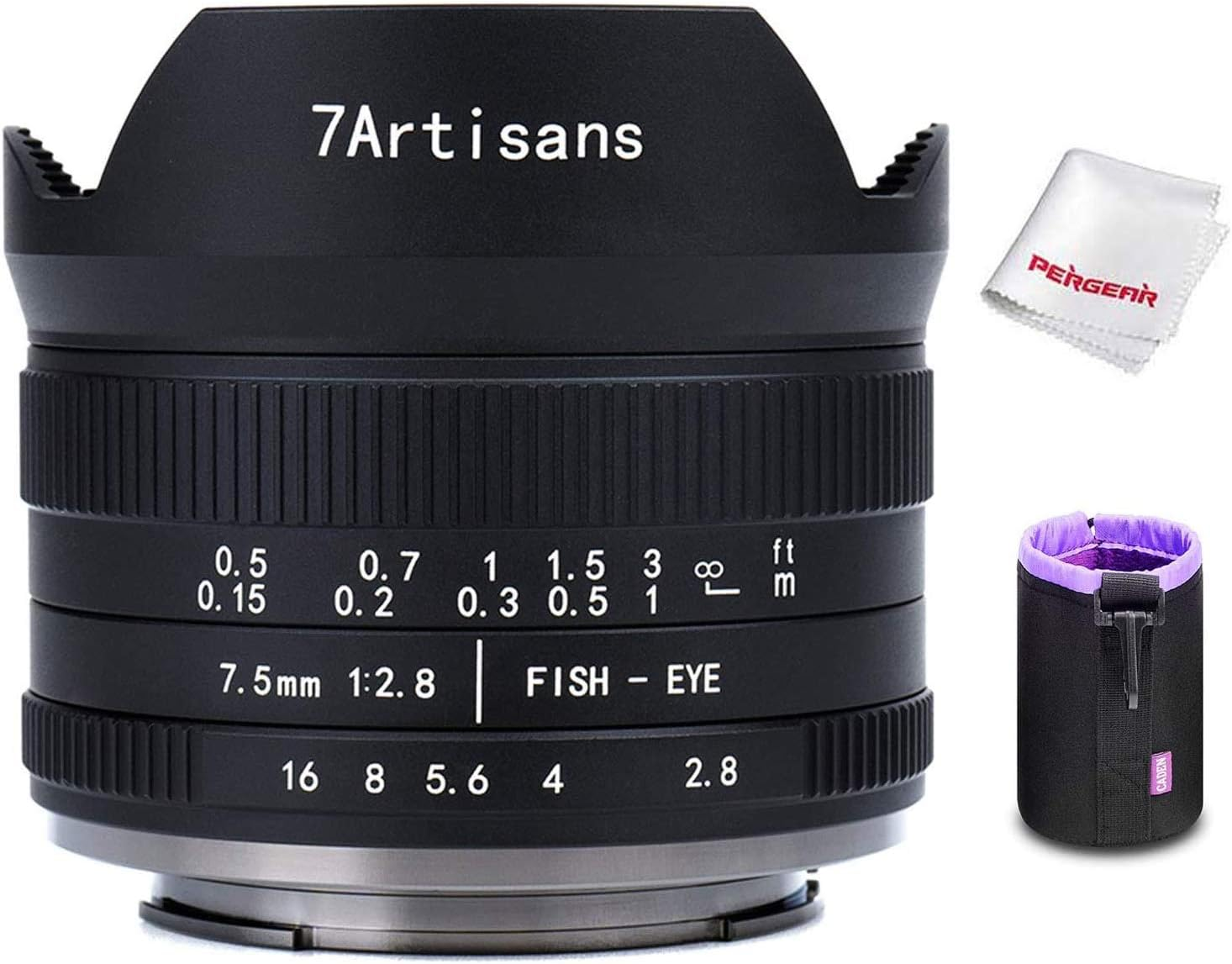 7Artisans 7.5Mm F2.8 II V2.0 APS-C Format Fisheye Lens with 190&deg; Angle of View, Compatible with Sony E-Mount Cameras NEX-5N NEX-7 NEX-3N NEX-5T A3000 A5000 A6000 A3500 A5100 A6300 A6500