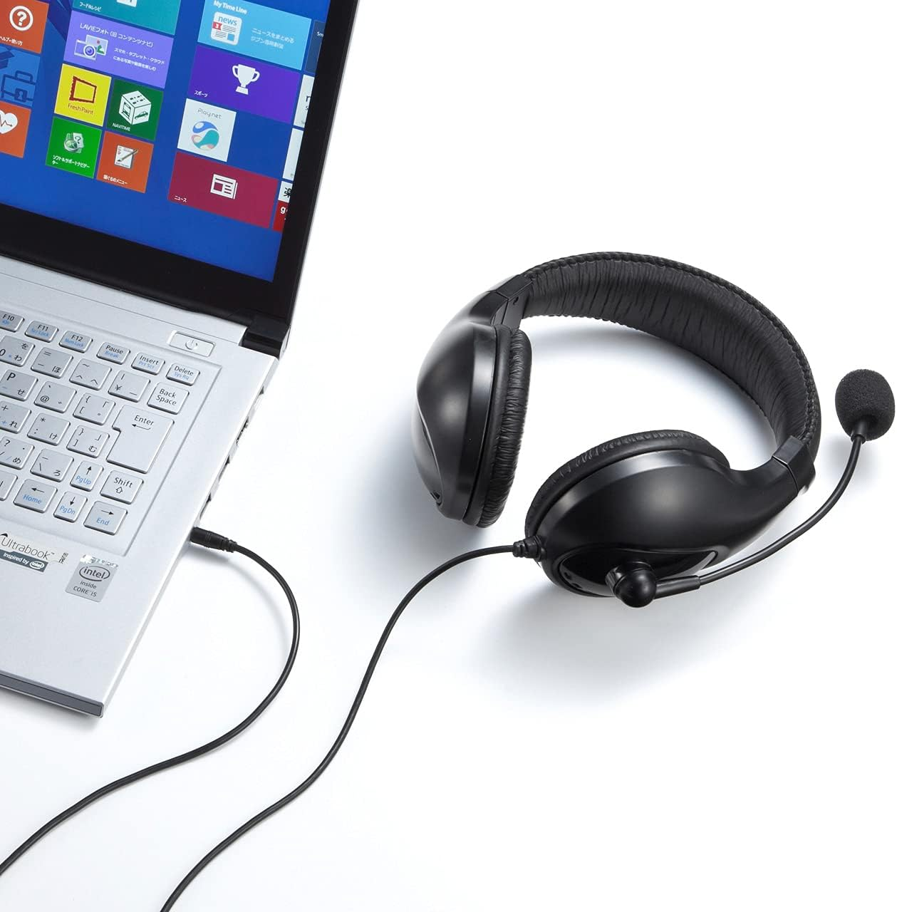 Sanwa Supply MM-HS401BK Headset 3.5Mm Mini Plug (4 Poles), Binaural Type, Large, Black image number 5