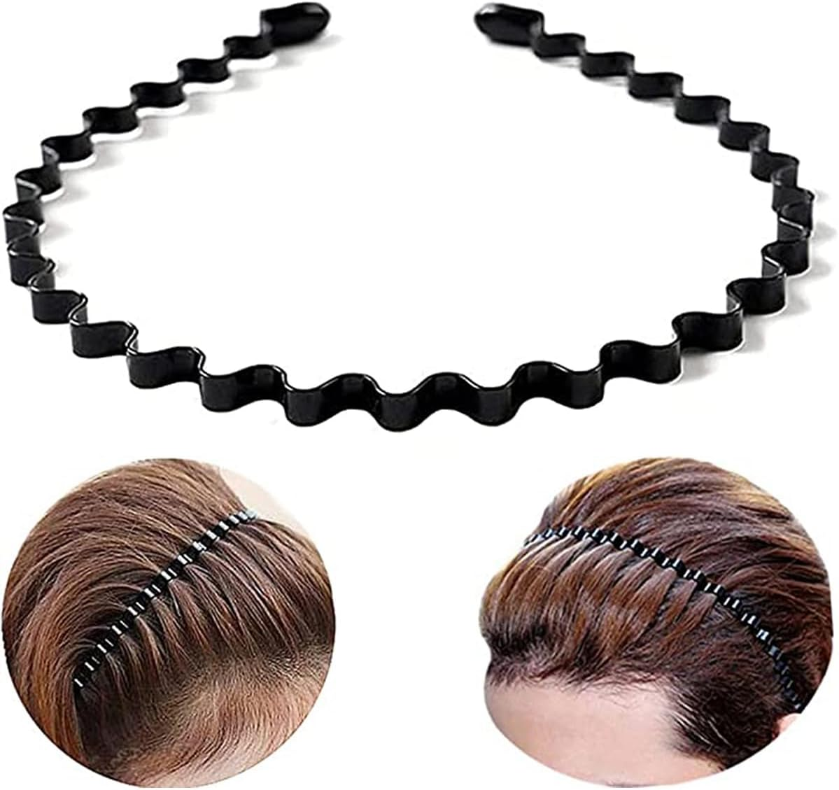 Aoozleny 6Pcs Unisex Wavy Headband Metal Hair Hoop Ordinary Headwear Hair Accessories Spring Headband for Men Women'S Hair image number 1