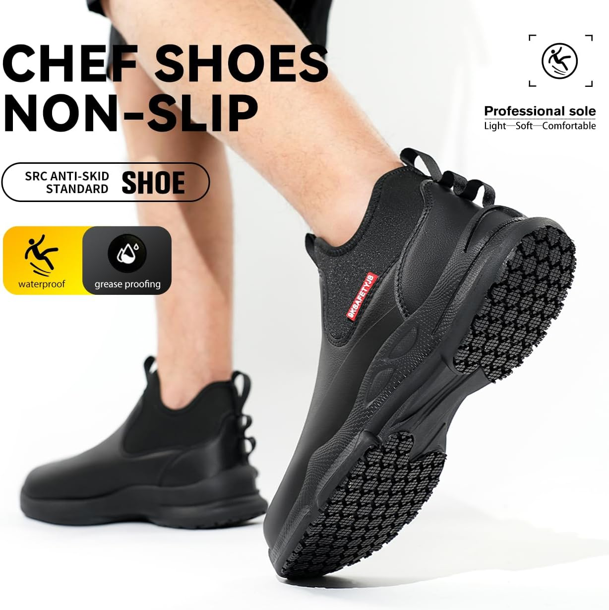 Dajingkj Chef Non-Slip Shoes for Kitchen Leather Oil & Water Resistant Work Shoes for Men/Women Anti-Slip Restaurant image number 3