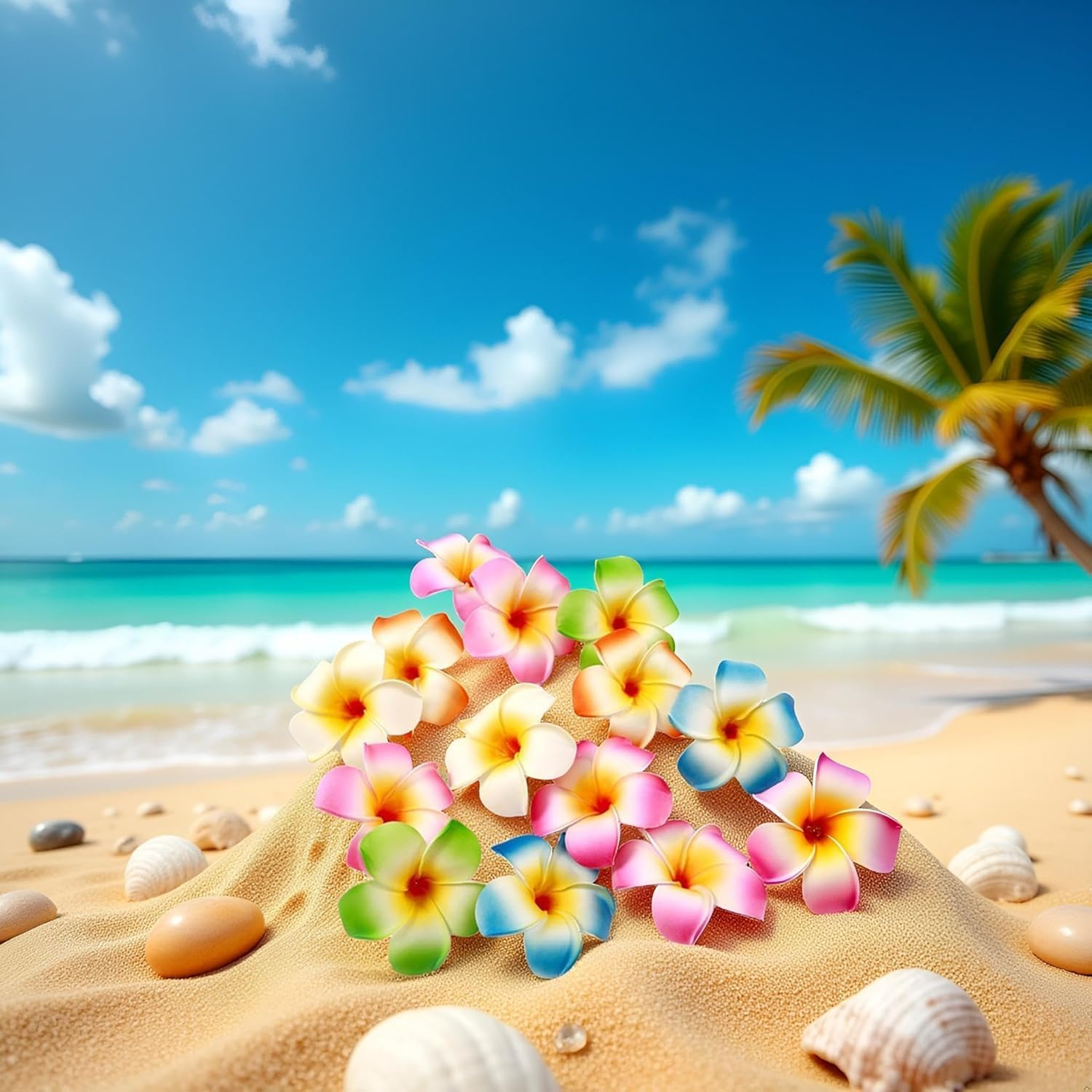 10Pcs Multicolor Hawaii Plumeria Flower Clips Hawaiian Flowers Hair Barrettes Beach Party Hair Clips Artificial Tropical Flower Hairpins for Wedding Hair Accessories (7Cm) image number 5