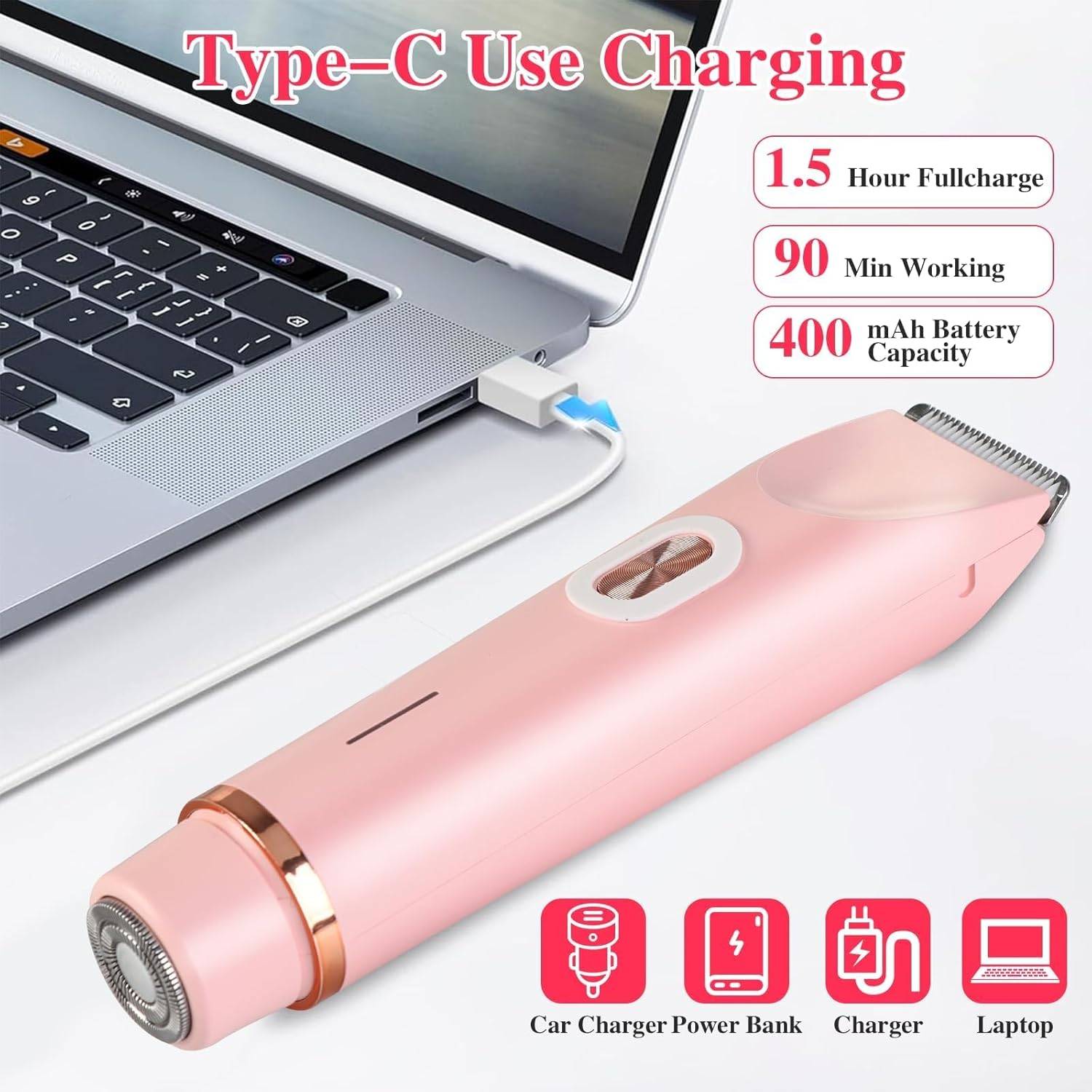 Comfort 2 in 1 Electric Lady Shaver, Bikini Shaver, Waterproof Body Hair Trimmer, Dual Head Shaver Women, Bikini & Body Shaving, Ladies Underarm Face Lip Legs Hands Hair Trimmer Blue image number 1