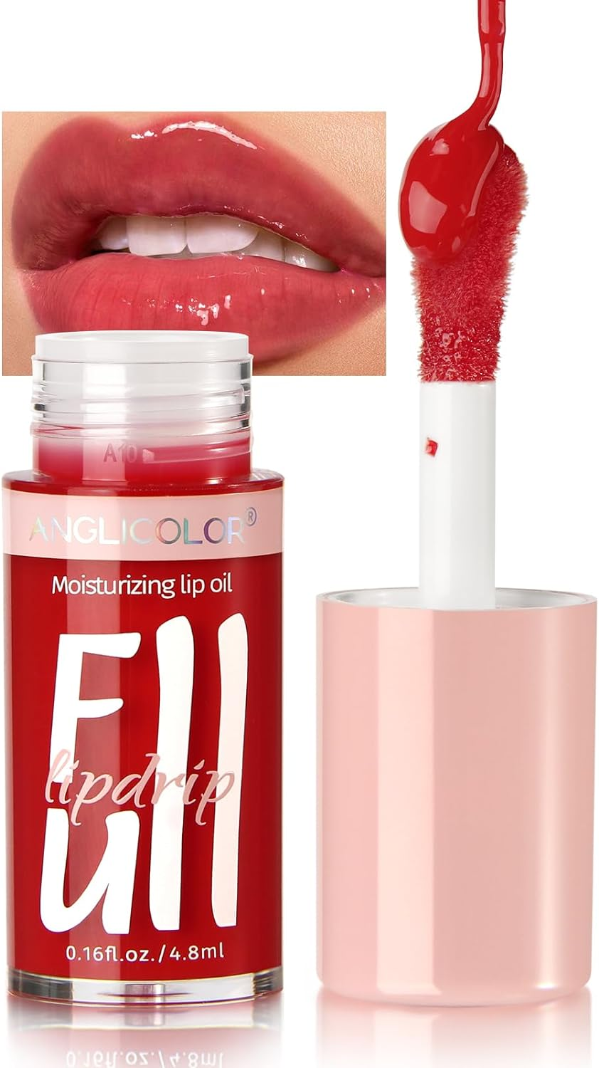 Anglicolor Lip Oil,Hydrating Tinted Clear for Dry Lips,Plump Moisturizing & Nourishing Lip Glow Oil,Vegan & Cruelty-Free (#03)