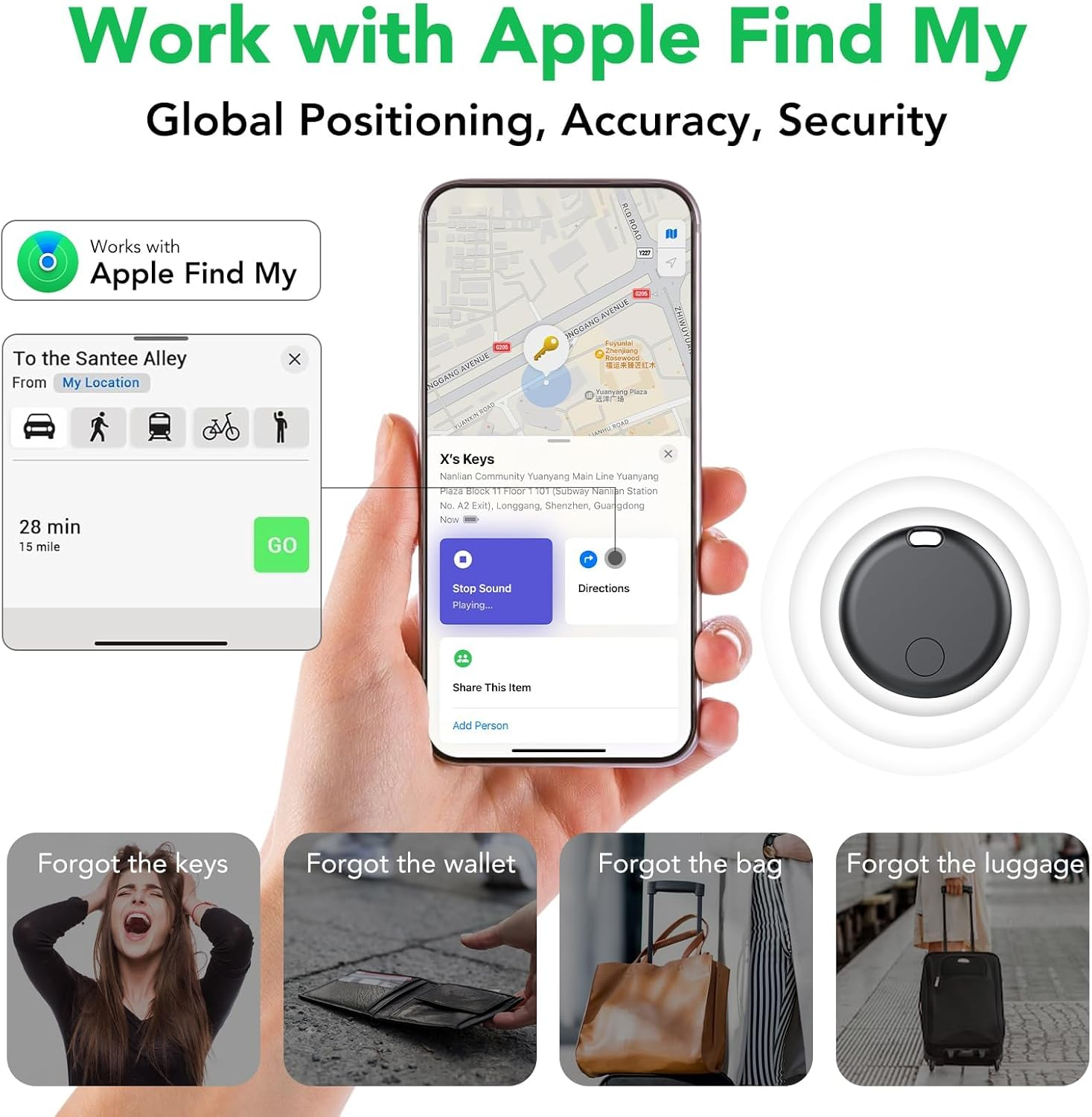 Ixtra Air Tag Tracker Bluetooth Tracker, Smart Tag Item Finders Works with Apple Find My App (Ios 14.6 above Only), Waterproof Keys Finder & Item Locator Worldwide Tracking for Bags,Luggage,Pets image number 6