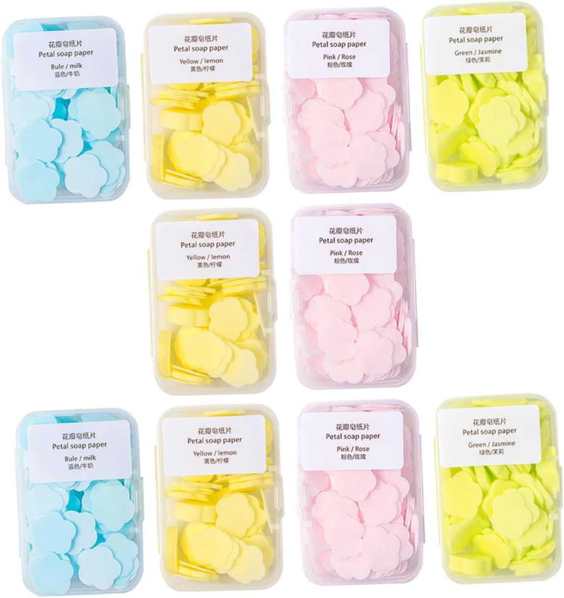 PAMINGONO 16-Pack Portable Soap Sheets Disposable Travel Soap Flakes Mini Hand Washing Slices in Lemon Milk Rose and Jasmine Scents for Travel and Outdoor Use image number 4