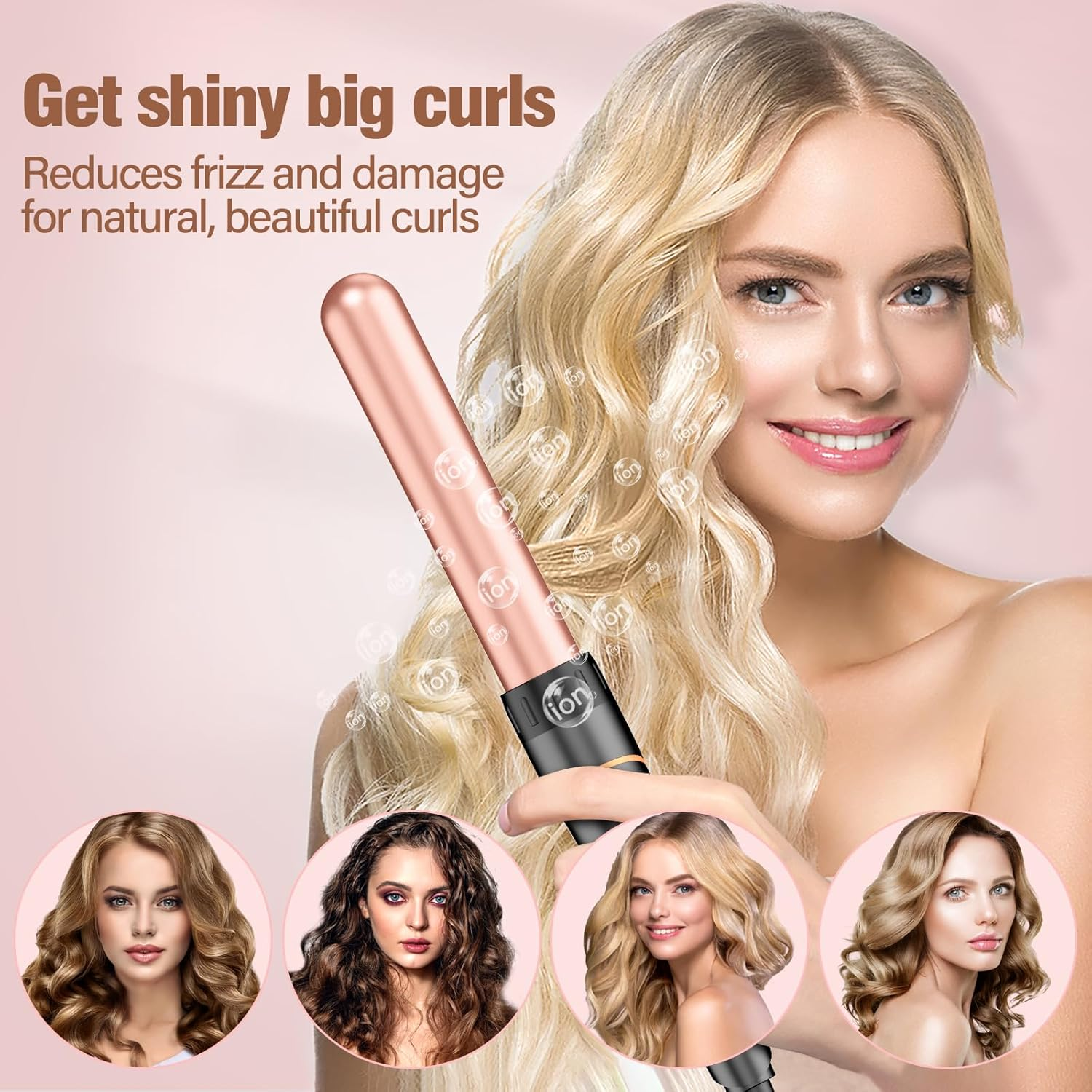 BESTOPE PRO Curling Iron Set 5 in 1 3 Ceramic Barrels for Large Curls and Waves Fast Heating, 2 Temperature Levels, Curlers with Glove and 2 Clips, Anti-Frizz Double Voltage image number 6