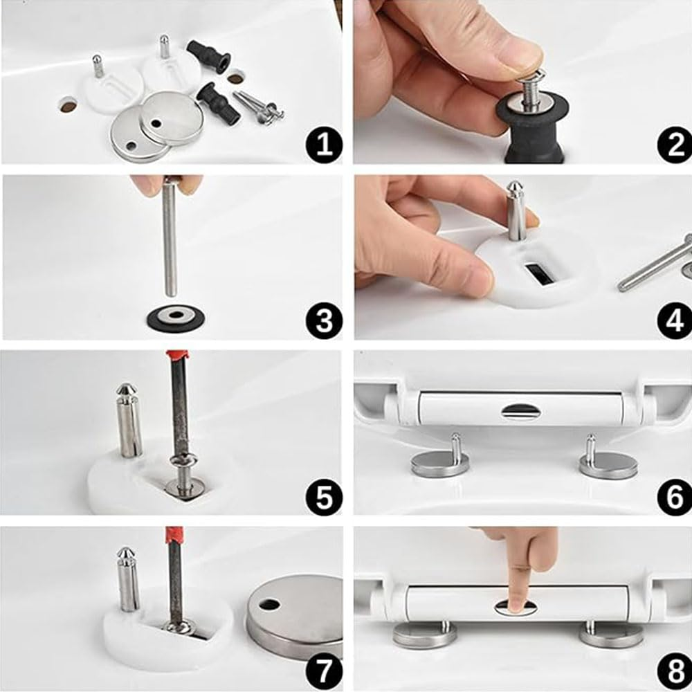 4 Pack Toilet Seat Fixing Screws, Universal Toilet Seat Fixings Fix Expanding Rubber Top Nuts Screws, Toilet Seat Bolts Kit Toilet Seat Hardware Replacement Kit for Home Bathroom Toilet Blind Holes image number 2