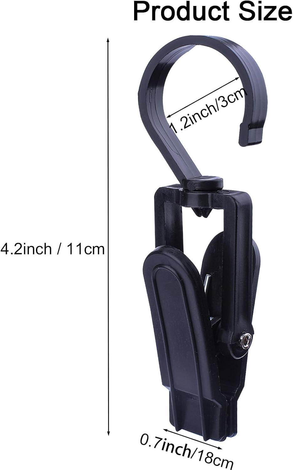 20 Pcs Super Strong Plastic Swivel Hanging Hooks, Curtain Clips, Clothes Pins, Beach Towel Clips, Home Swivel Laundry Clips for Hats, Pants, Towels, Socks, Pants (Black+20) - Black image number 7